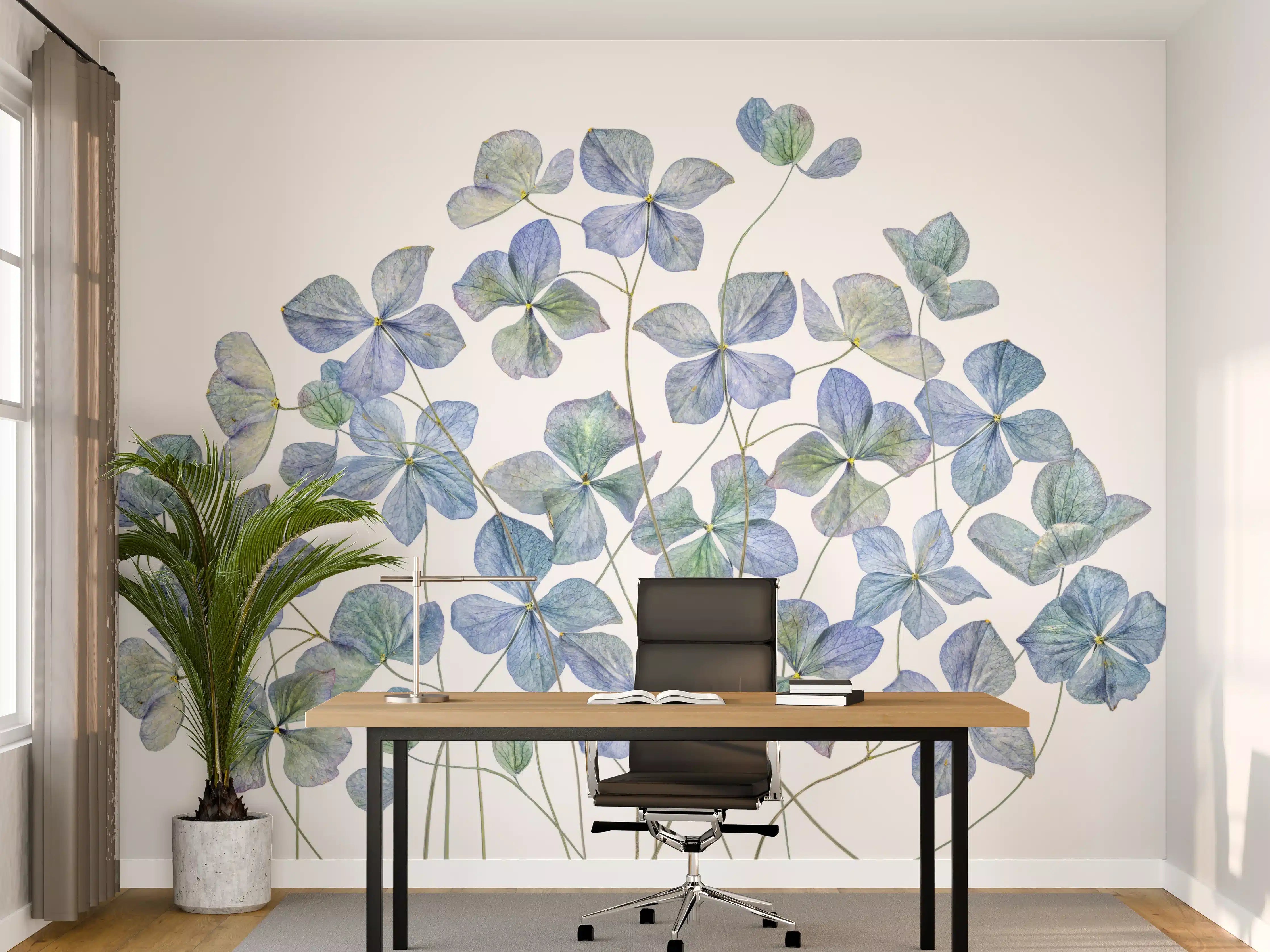 Büro Wandgestaltung - Florale Darstellung - Blaue Blumen
