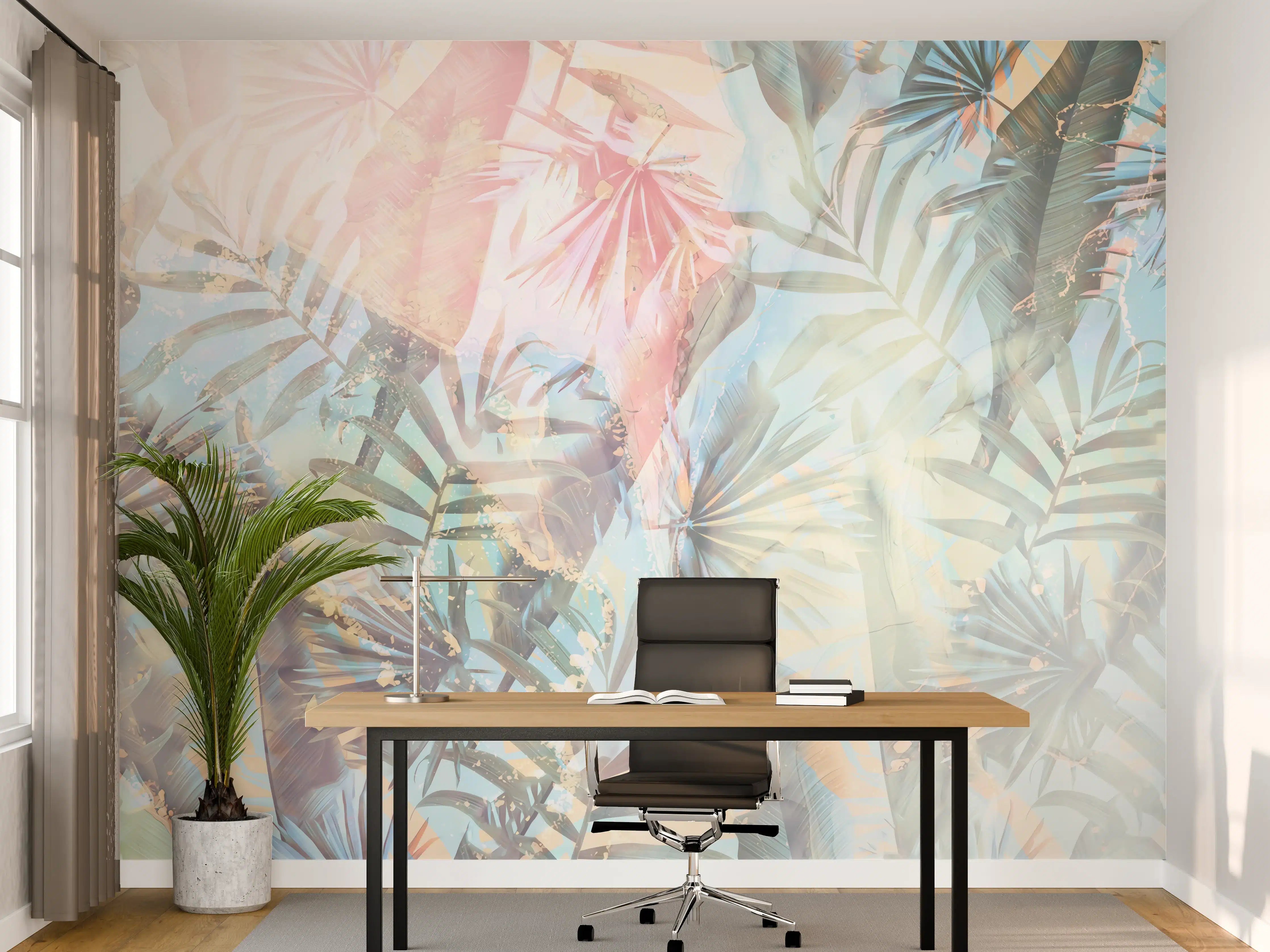Büro Wandgestaltung - Florale Darstellung - Pastell