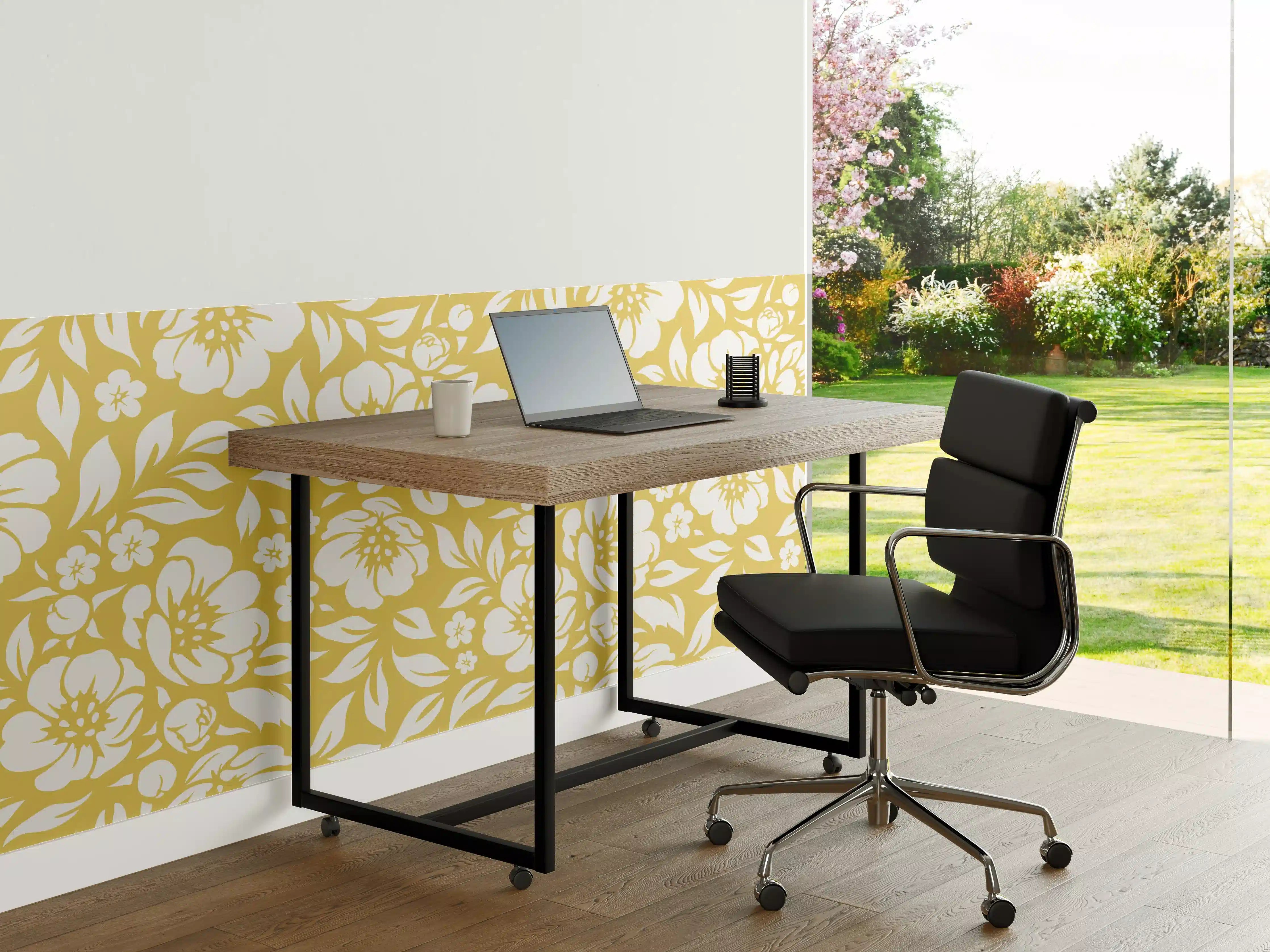 Büro Wandgestaltung - Florale Gold-Details für elegante Räume