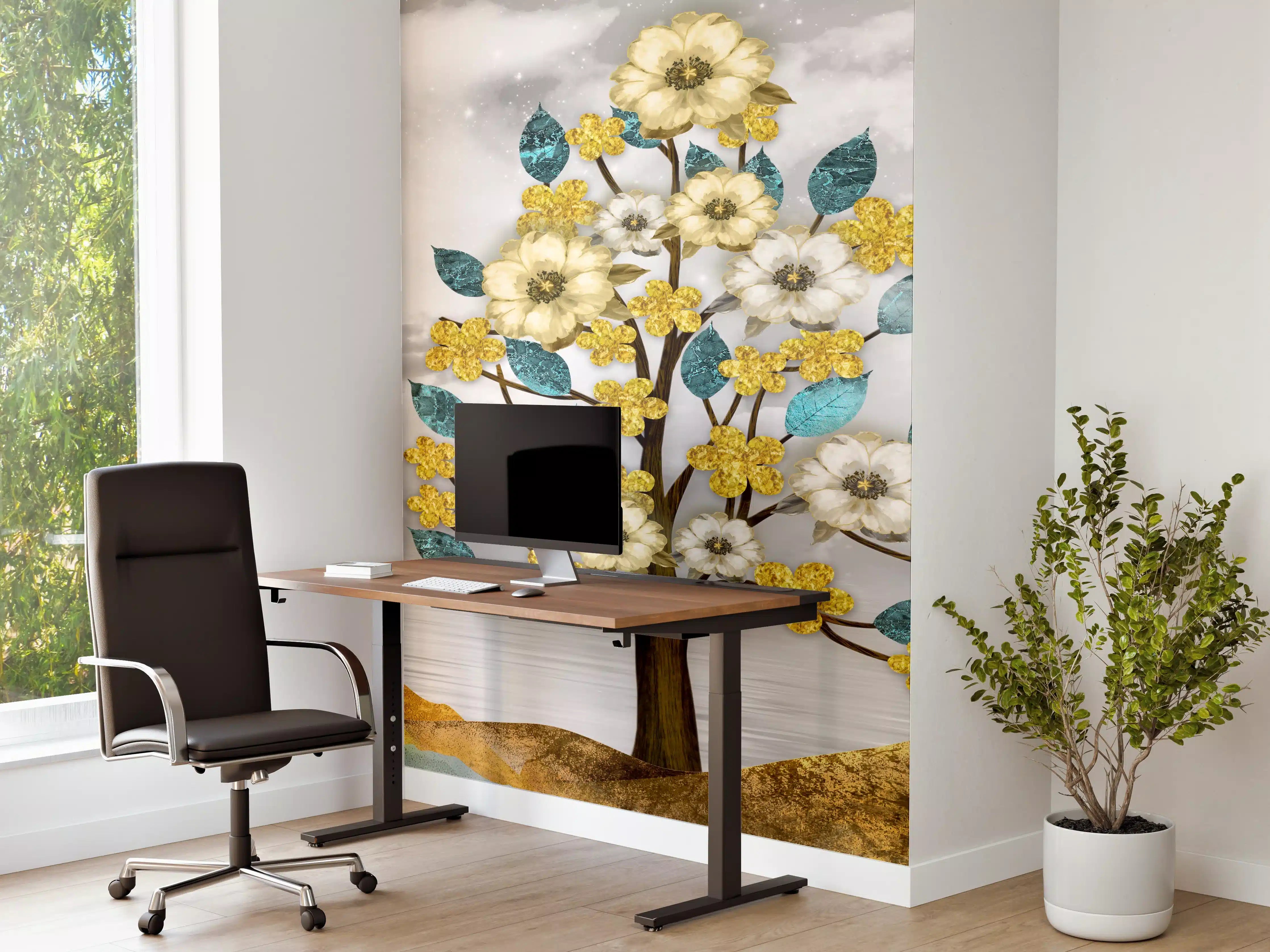 Büro Wandgestaltung - Florale Kunstmalerei - Natur
