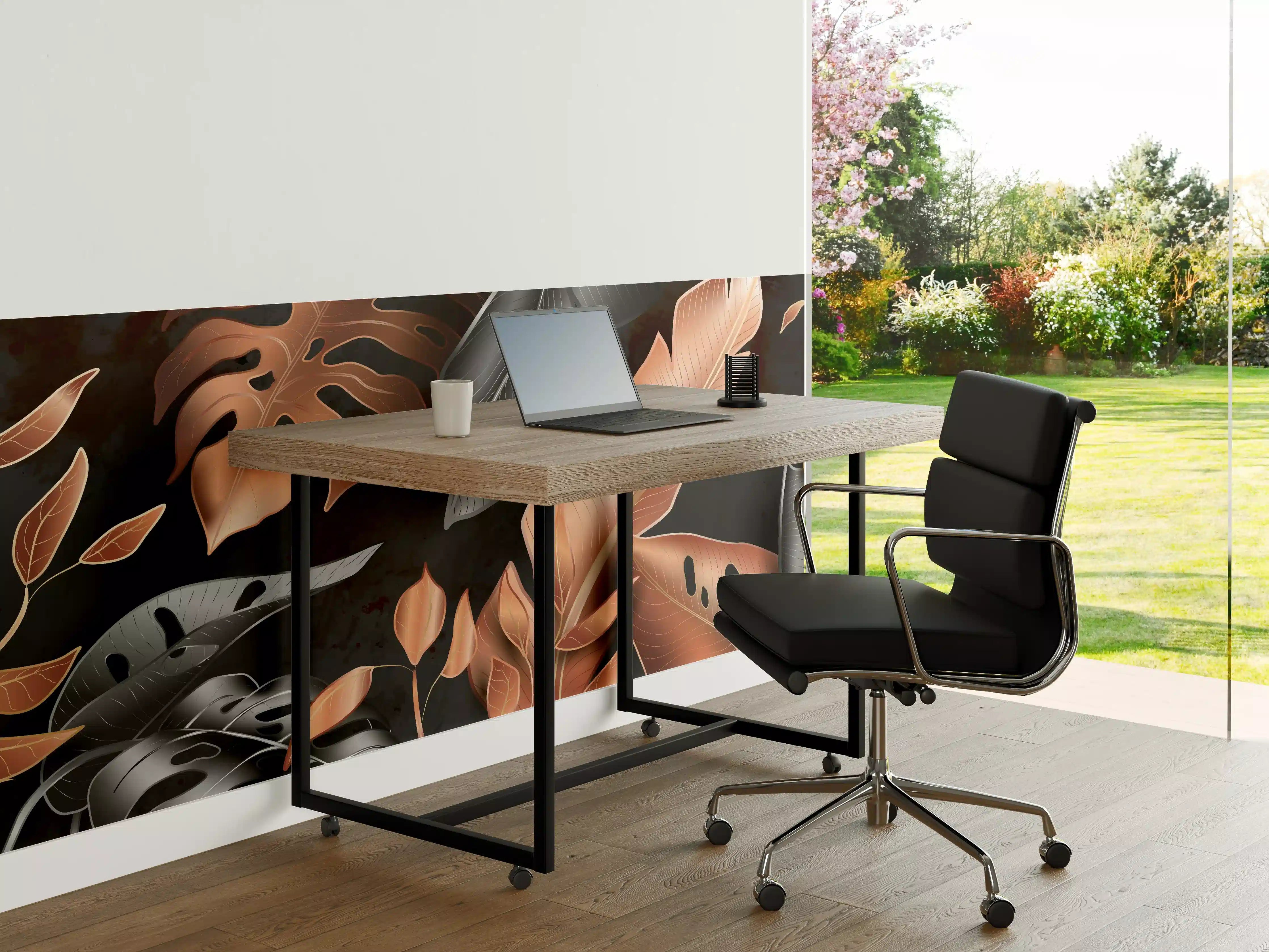 Büro Wandgestaltung - Florale Muster Schwarz Kupfer