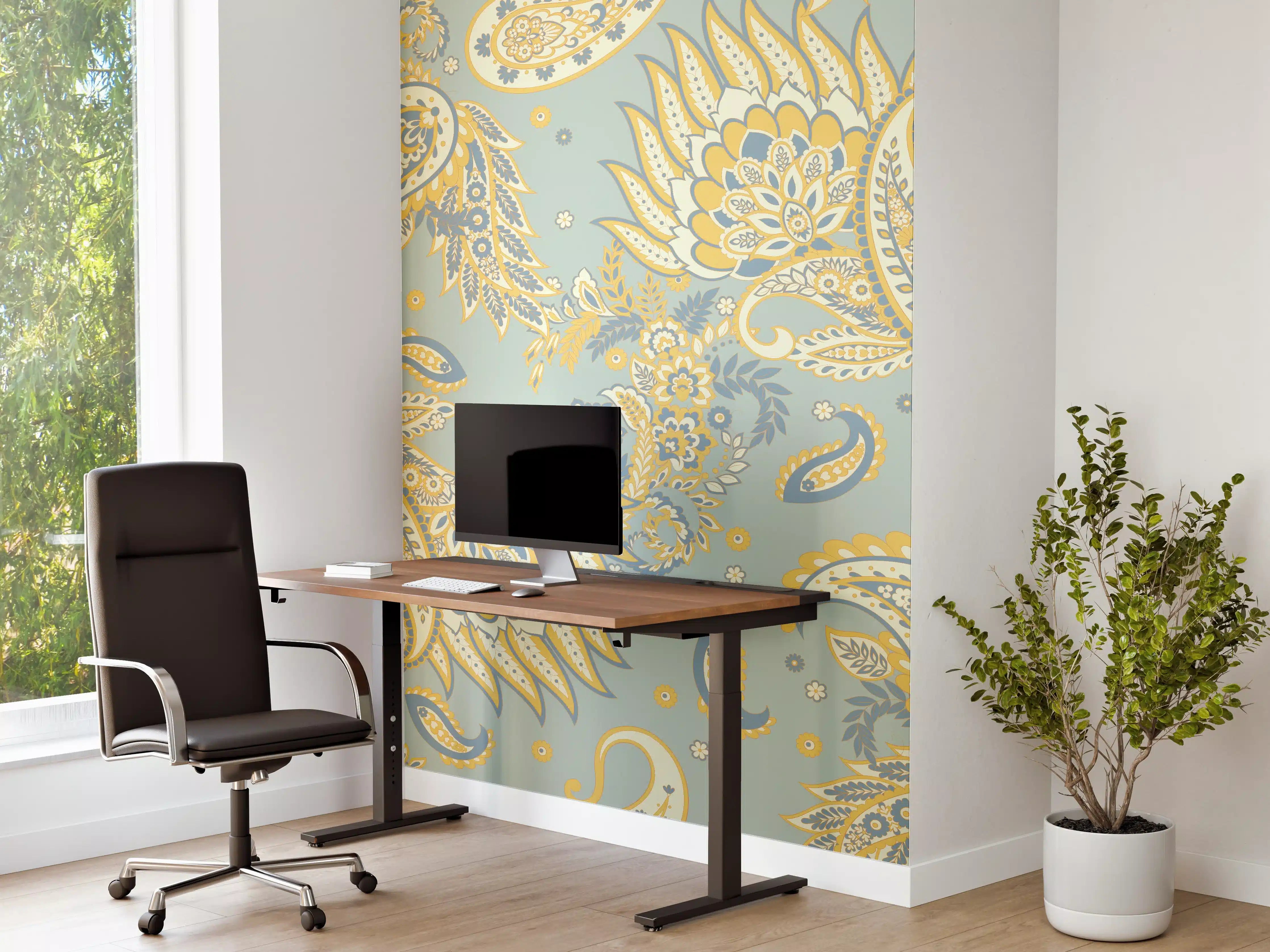 Büro Wandgestaltung - Floraler Stoffhintergrund