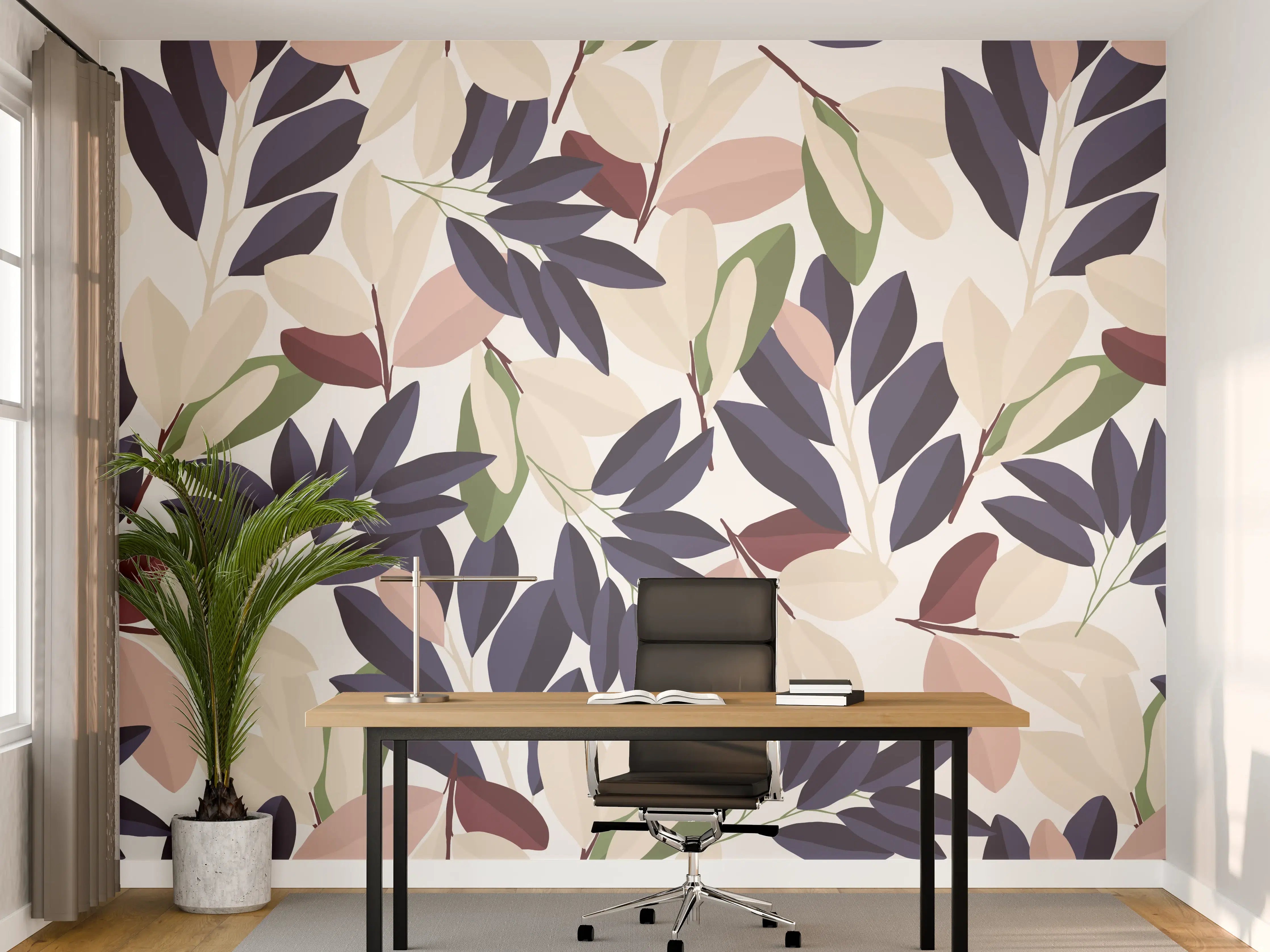 Büro Wandgestaltung - Florales Muster Pastellfarben