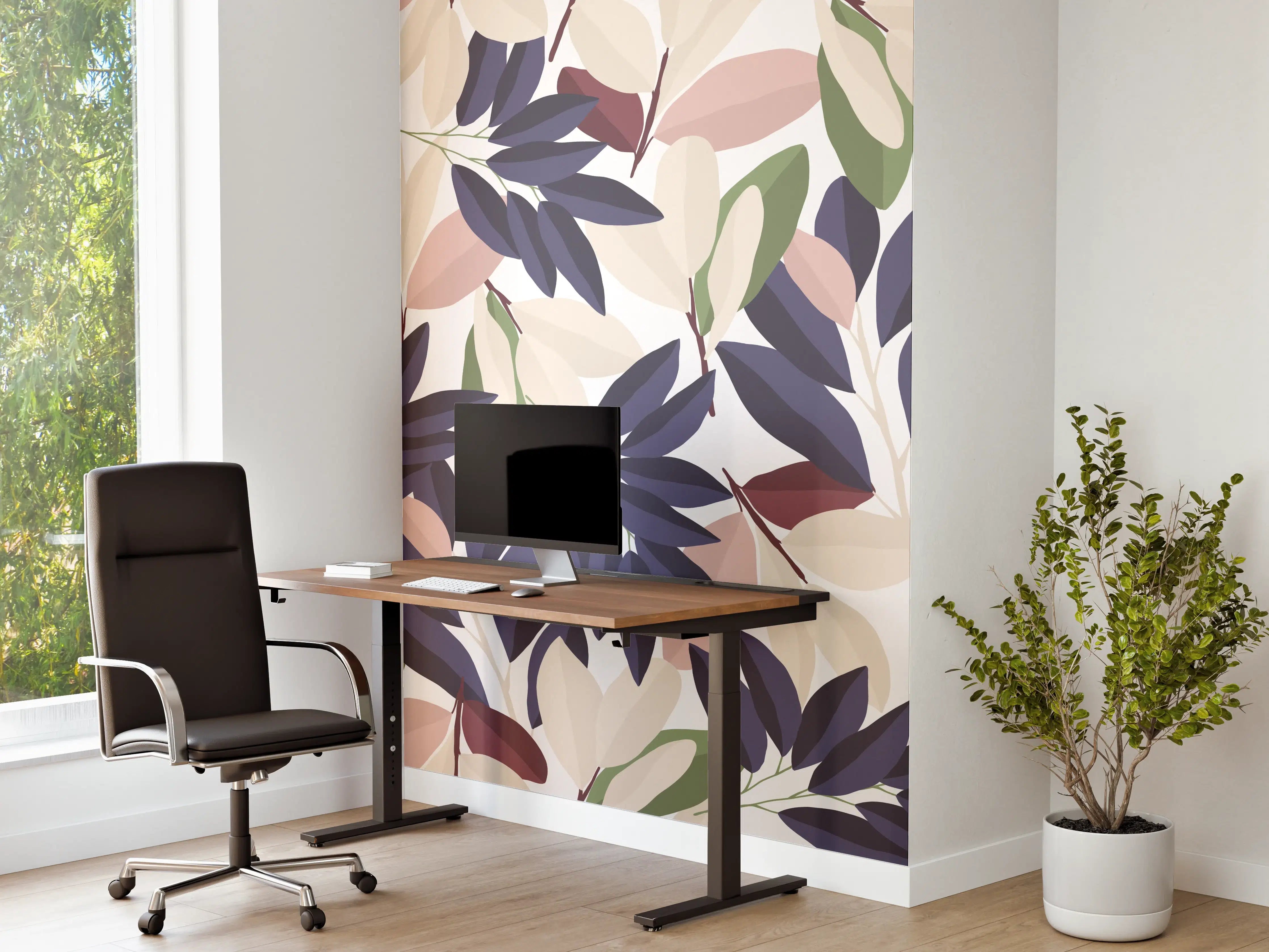 Büro Wandgestaltung - Florales Muster Pastellfarben
