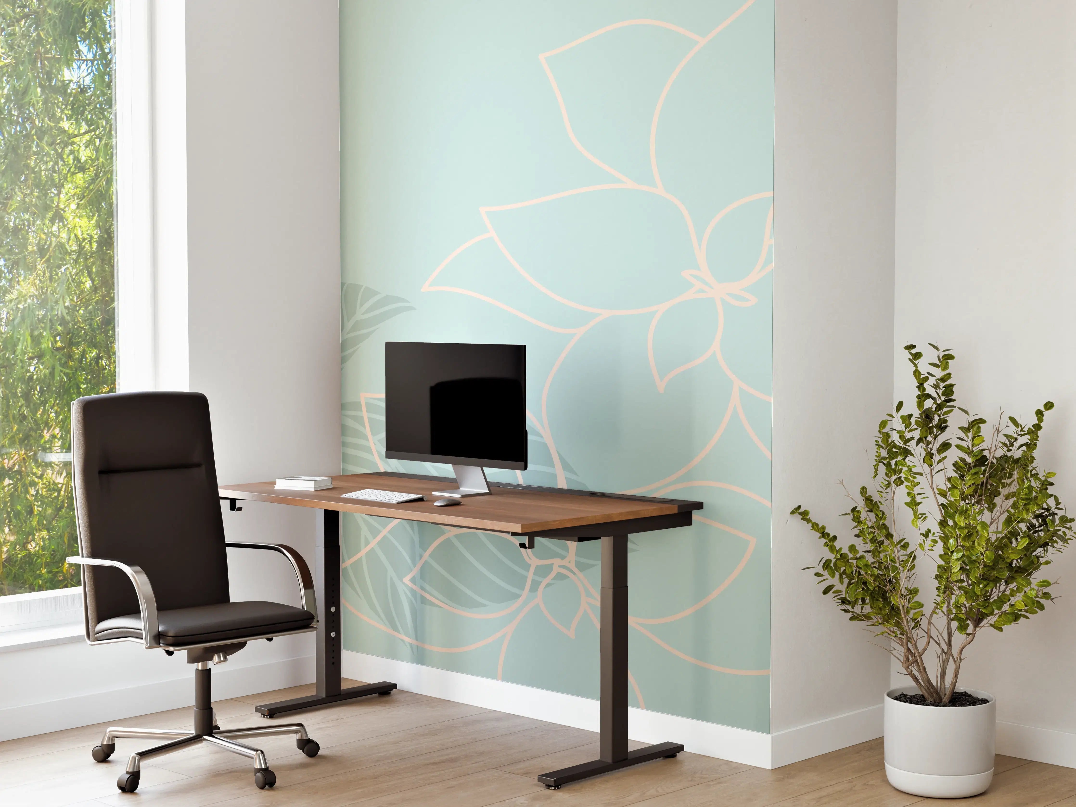 Büro Wandgestaltung - Florales Muster in Pastelltönen