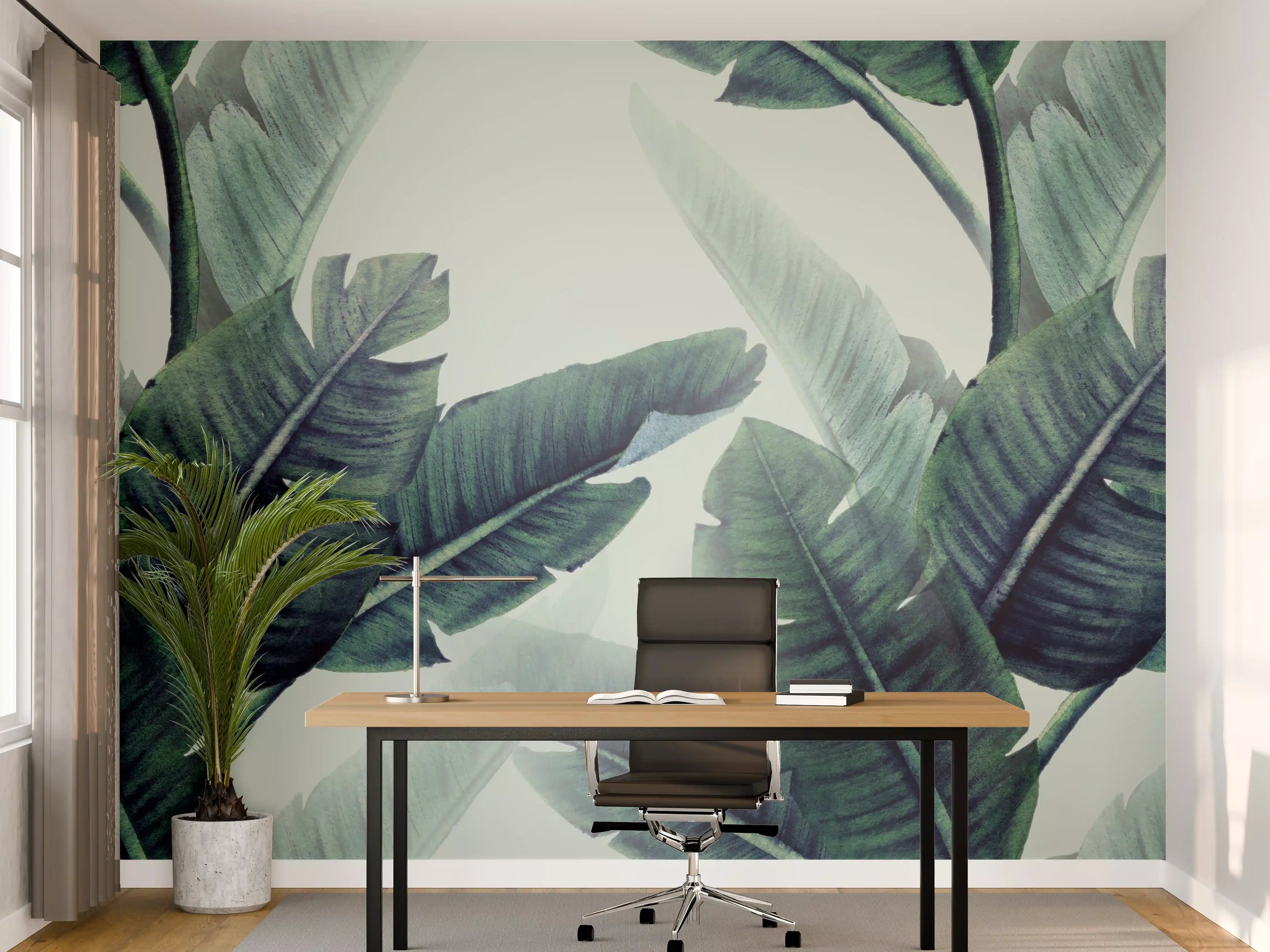 Büro Wandgestaltung - Florales Muster mit Blättern