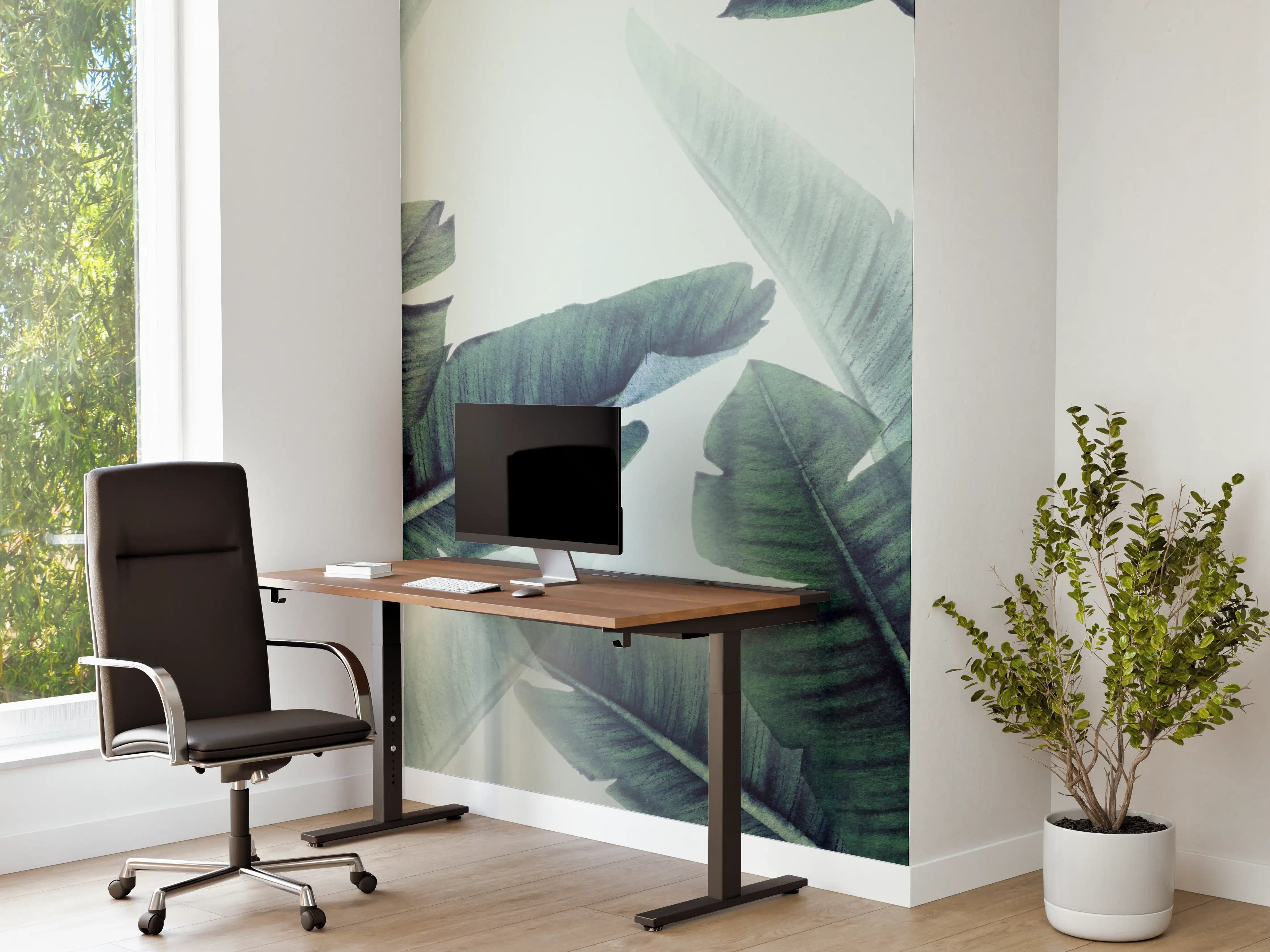 Büro Wandgestaltung - Florales Muster mit Blättern
