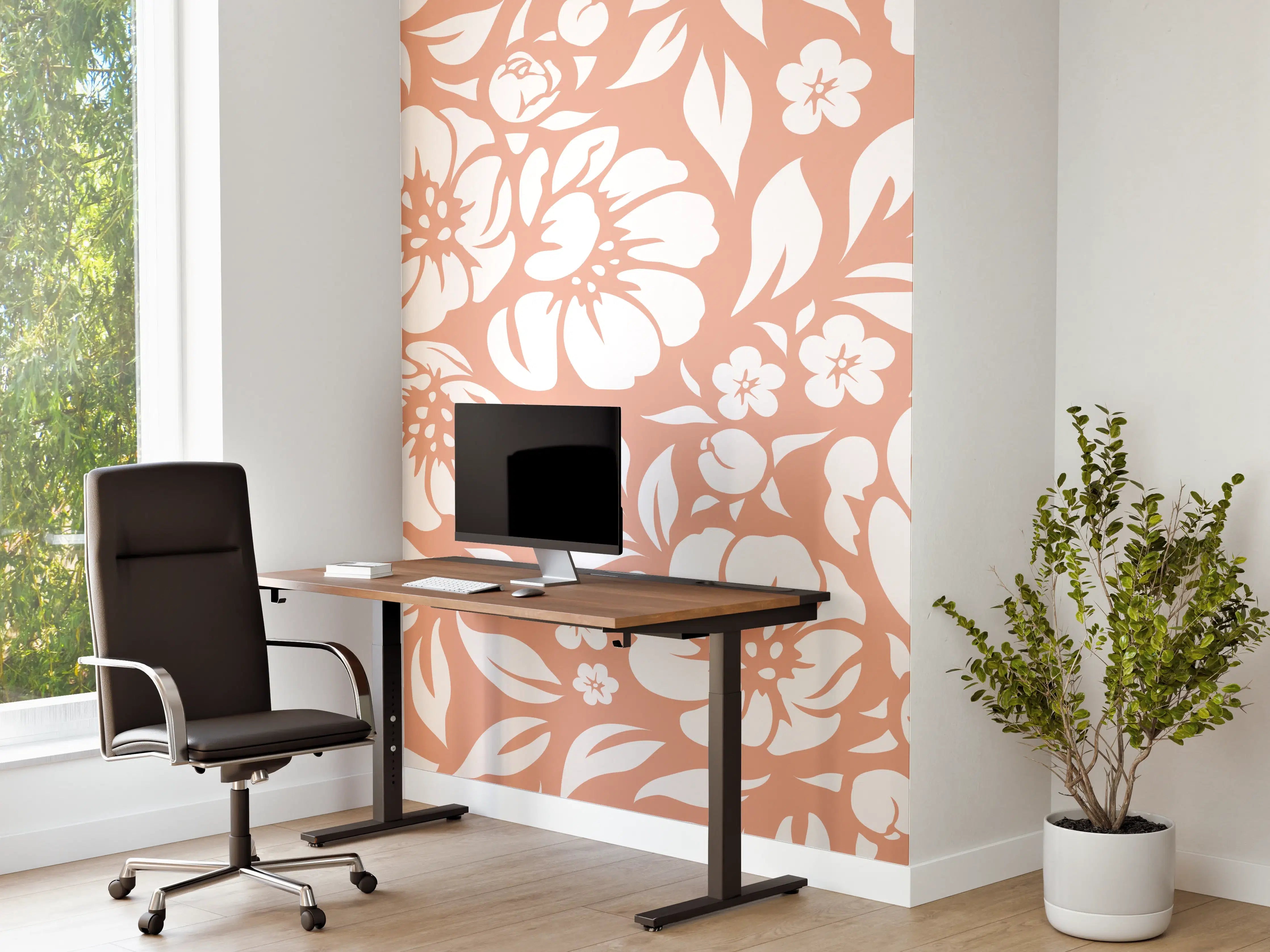 Büro Wandgestaltung - Florales Salmone-Muster