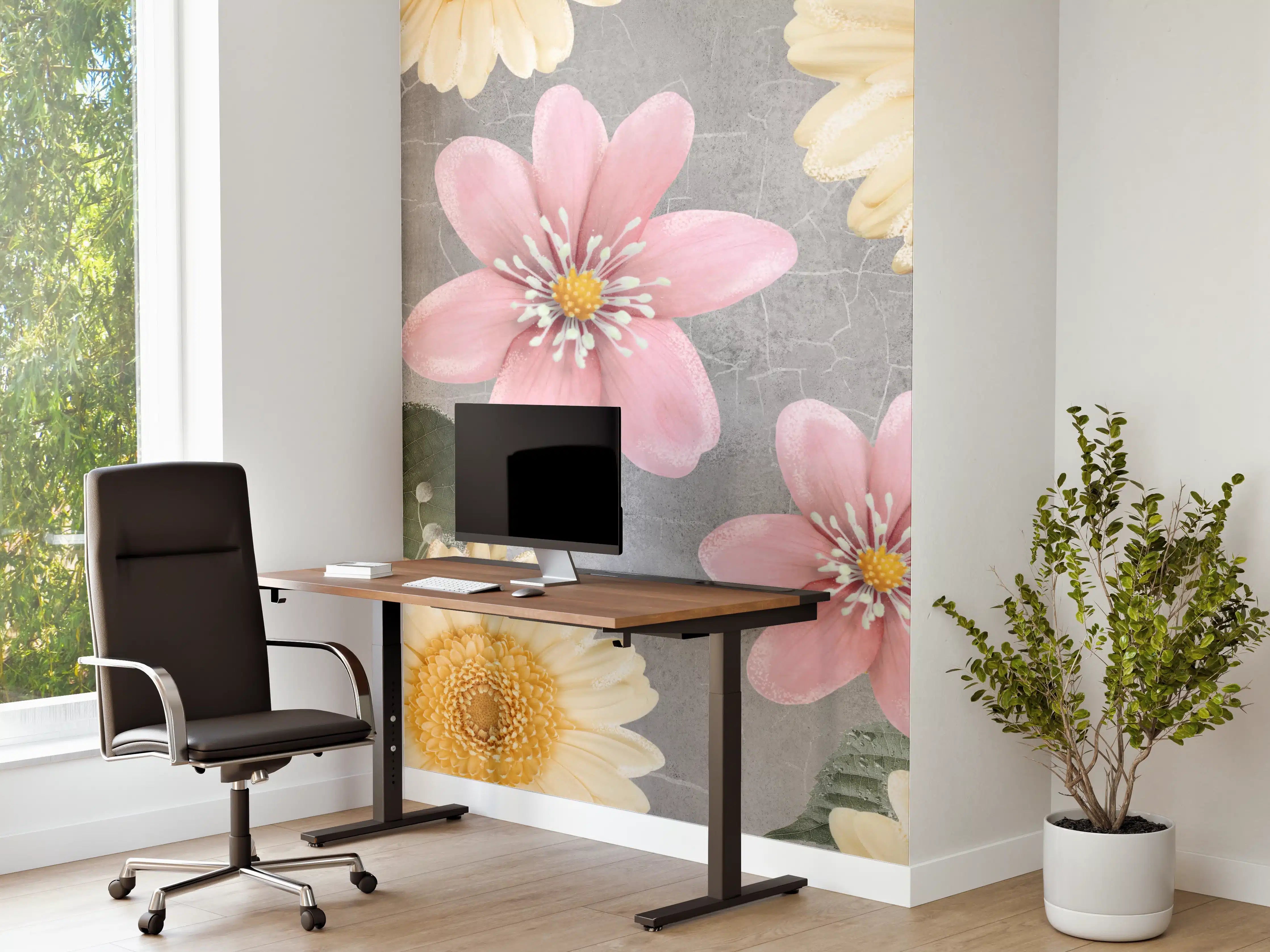 Büro Wandgestaltung - Florales Wandmuster - Zeichnung
