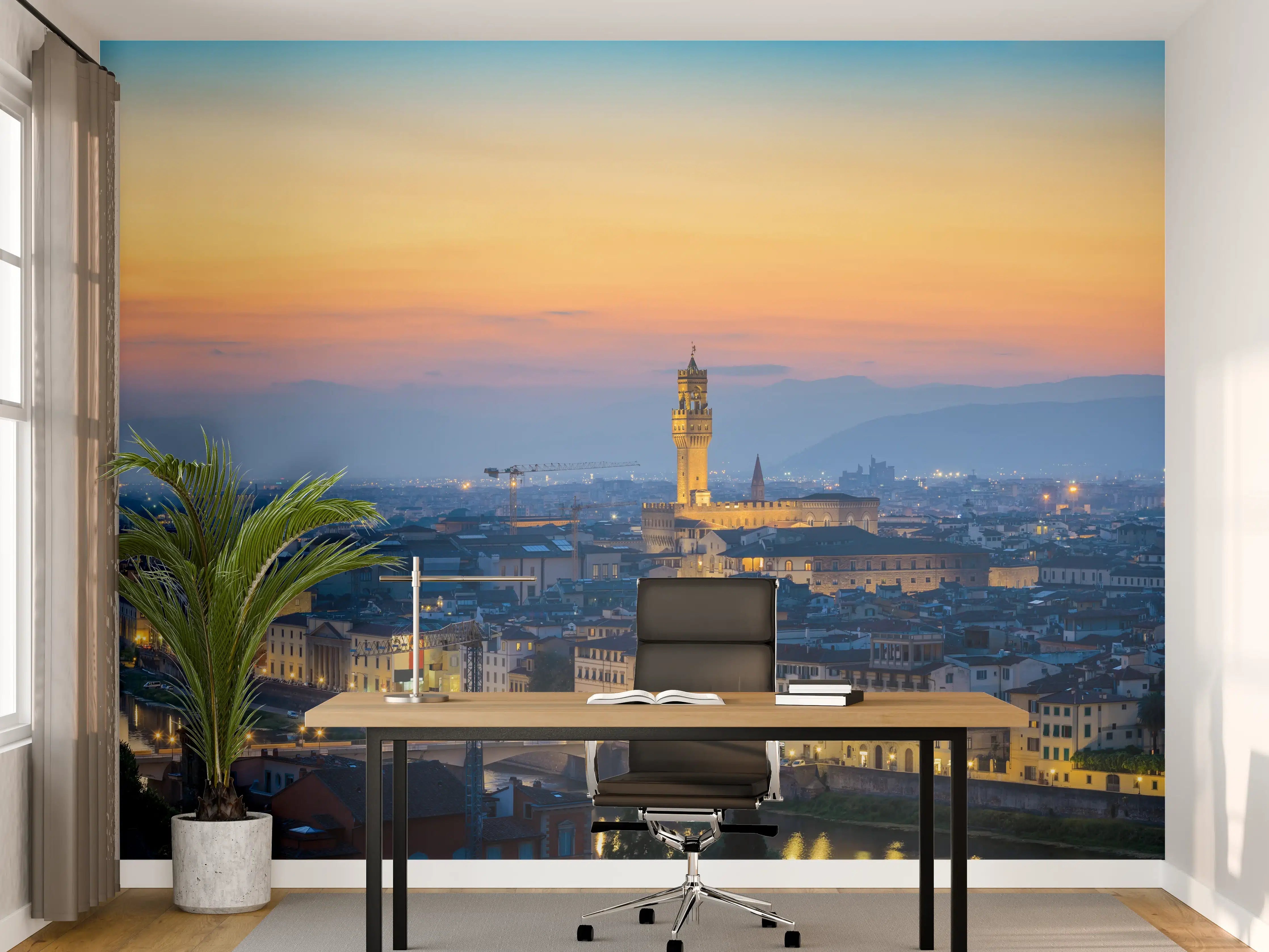 Büro Wandgestaltung - Florenz Skyline im Sonnenuntergang