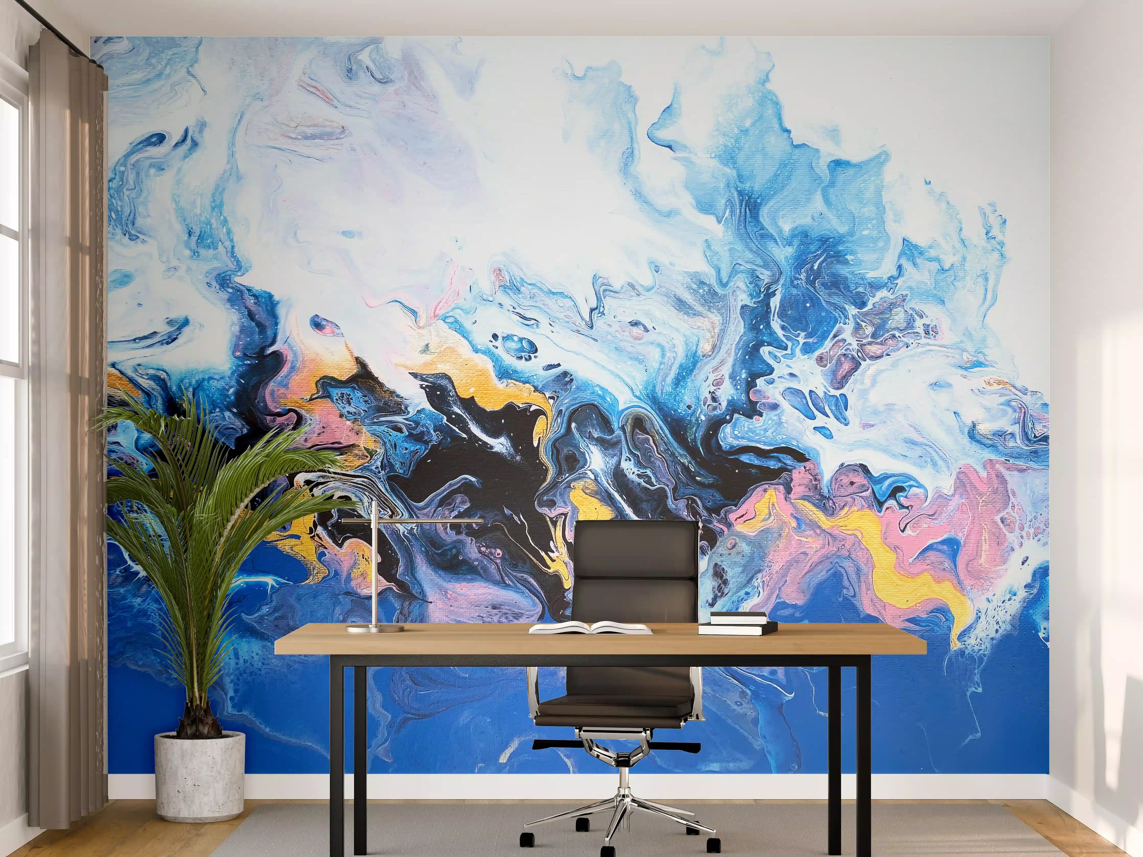Büro Wandgestaltung - Flüssigkunst Malerei - Bläulich