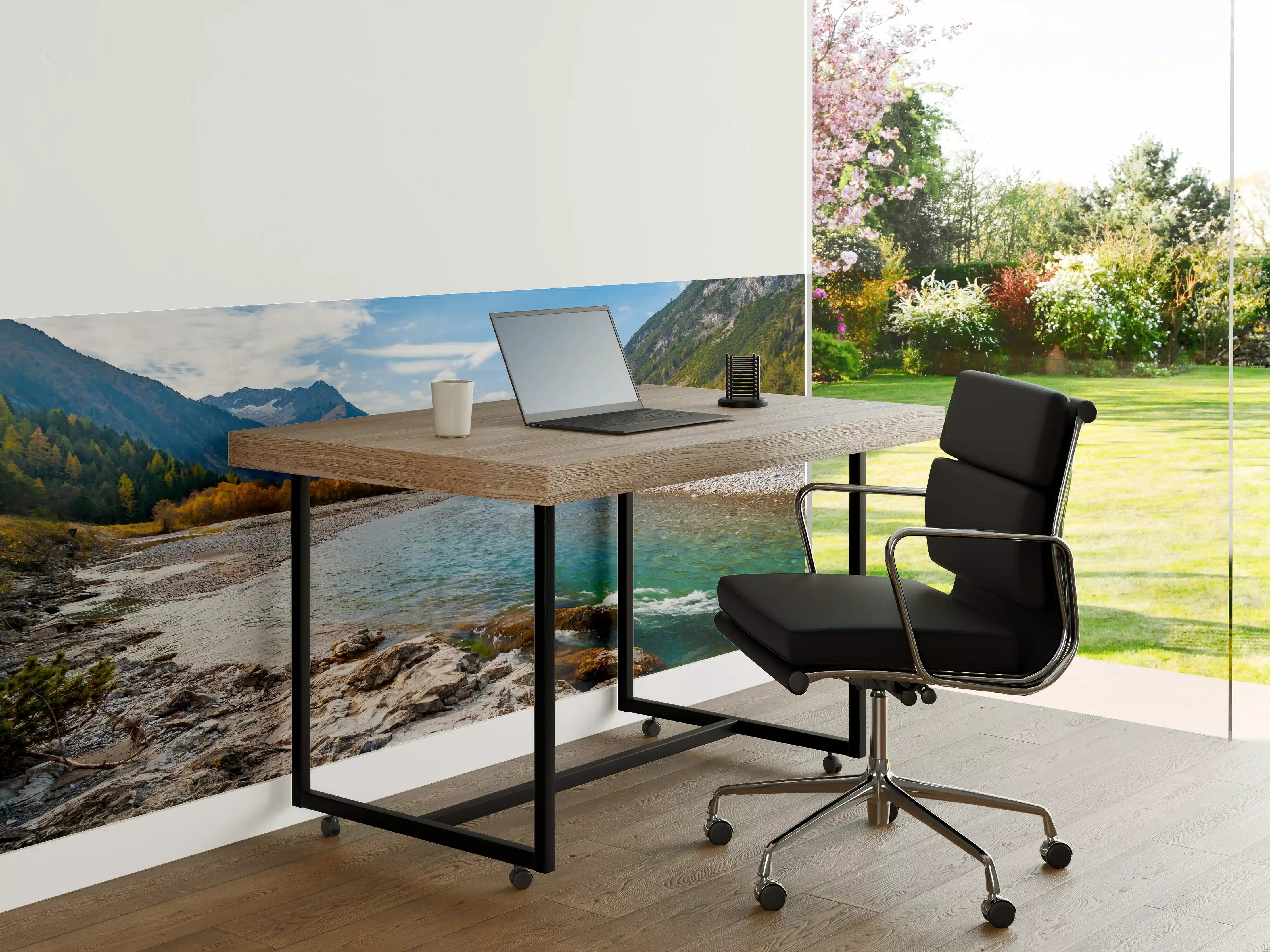 Büro Wandgestaltung - Fluss durch die Alpen im Herbst