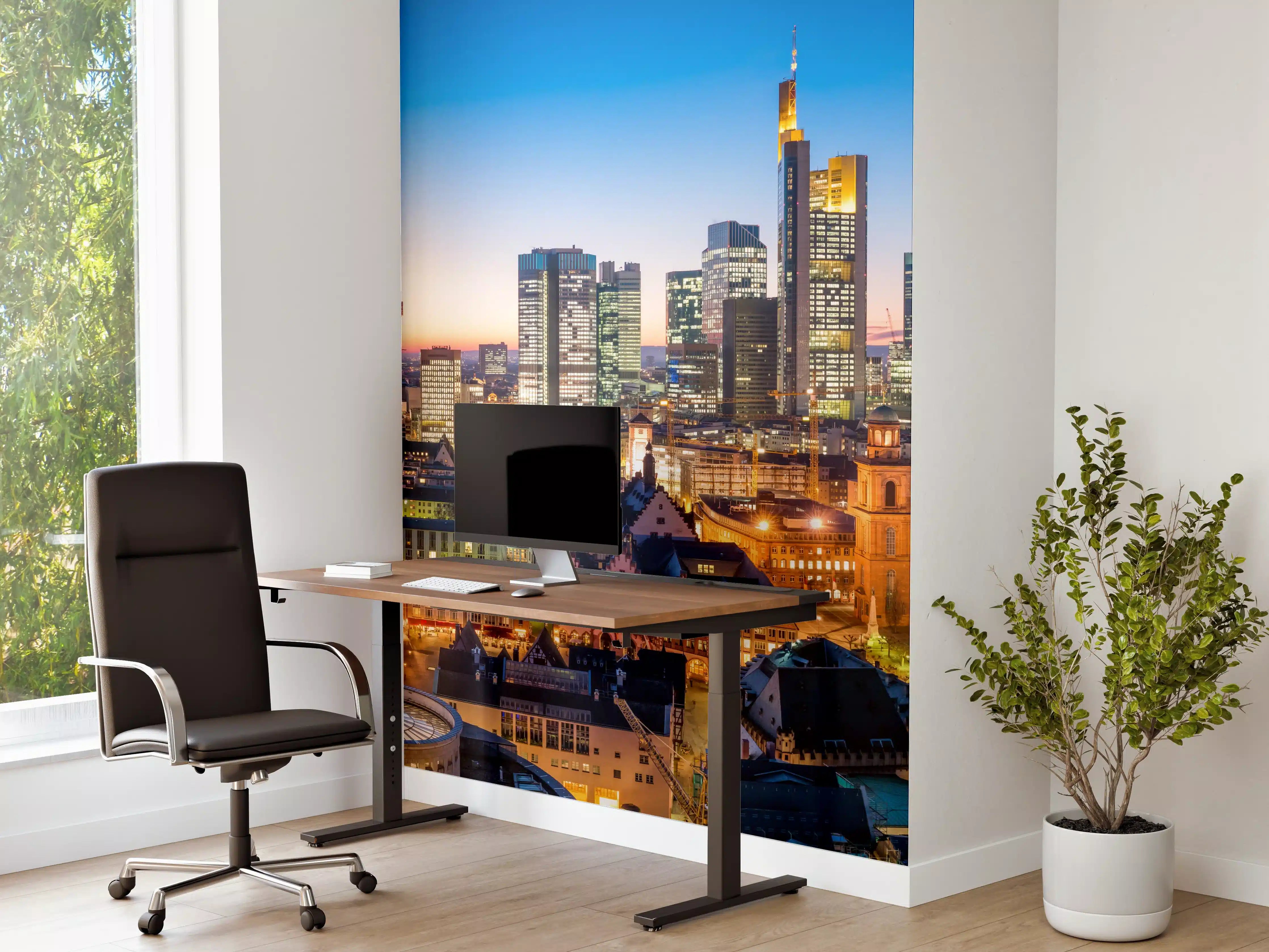 Büro Wandgestaltung - Frankfurt Skyline Dämmerung 2