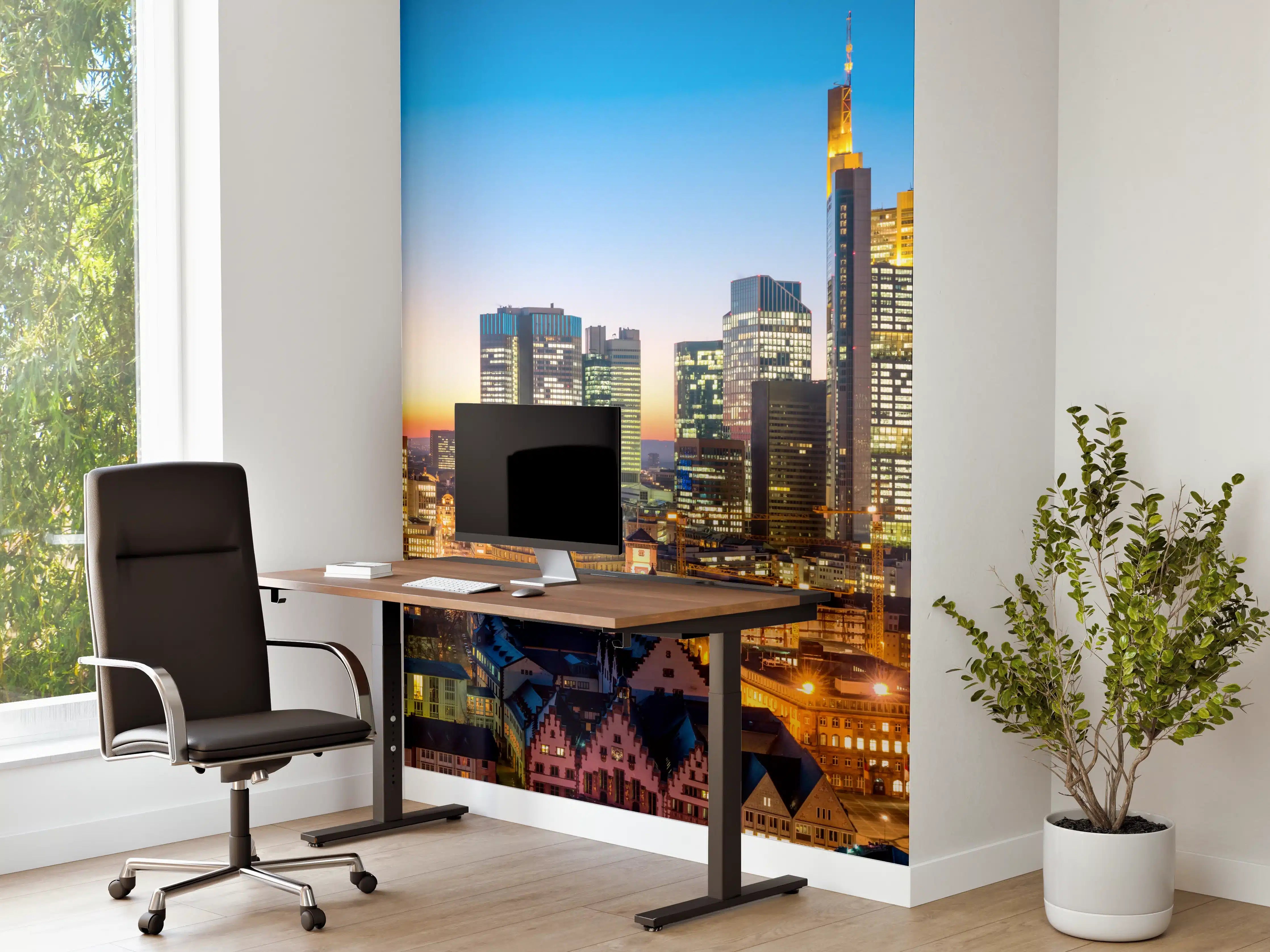 Büro Wandgestaltung - Frankfurt Skyline Dämmerung