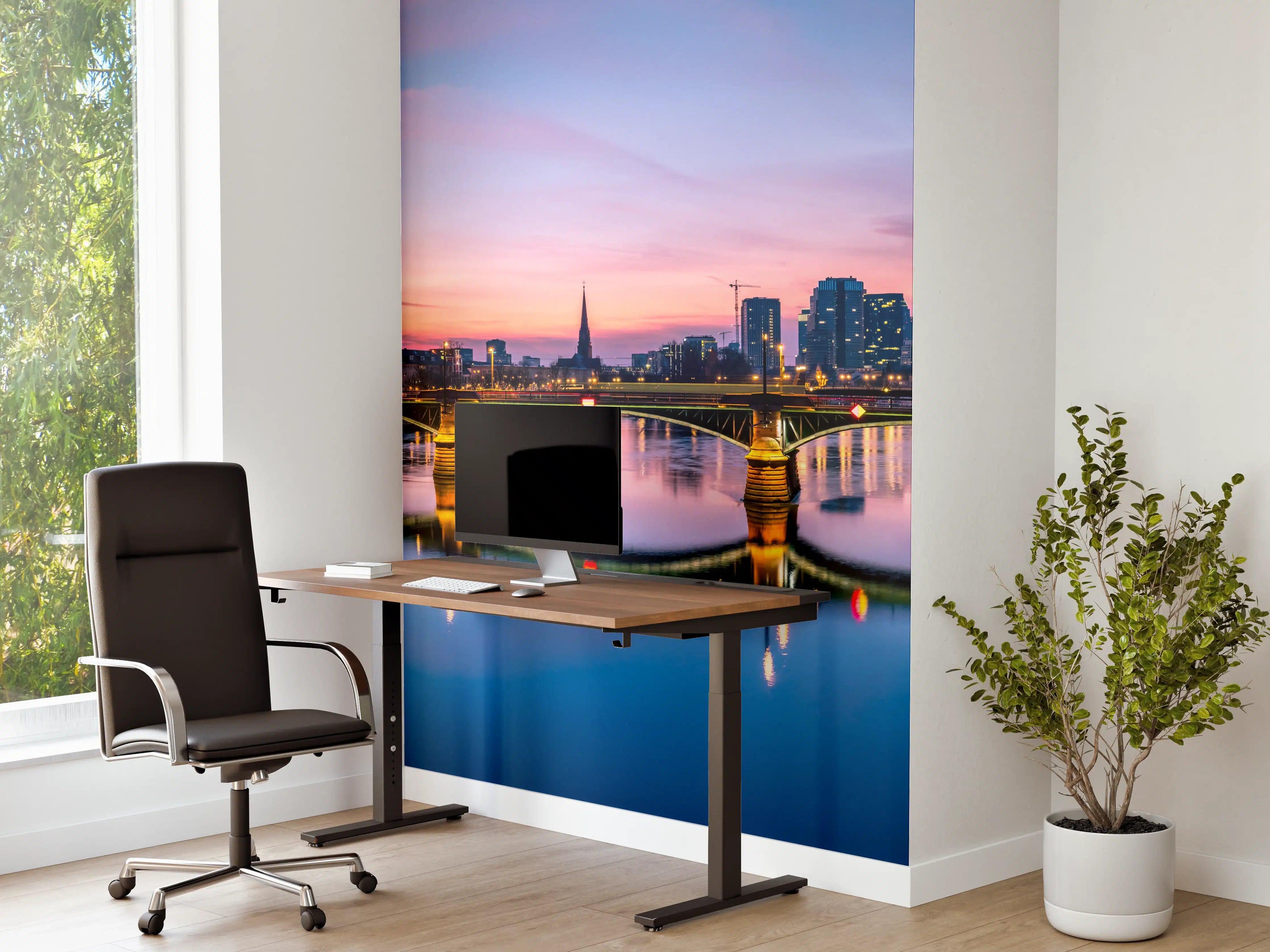 Büro Wandgestaltung - Frankfurt Skyline Wasserspiegelung