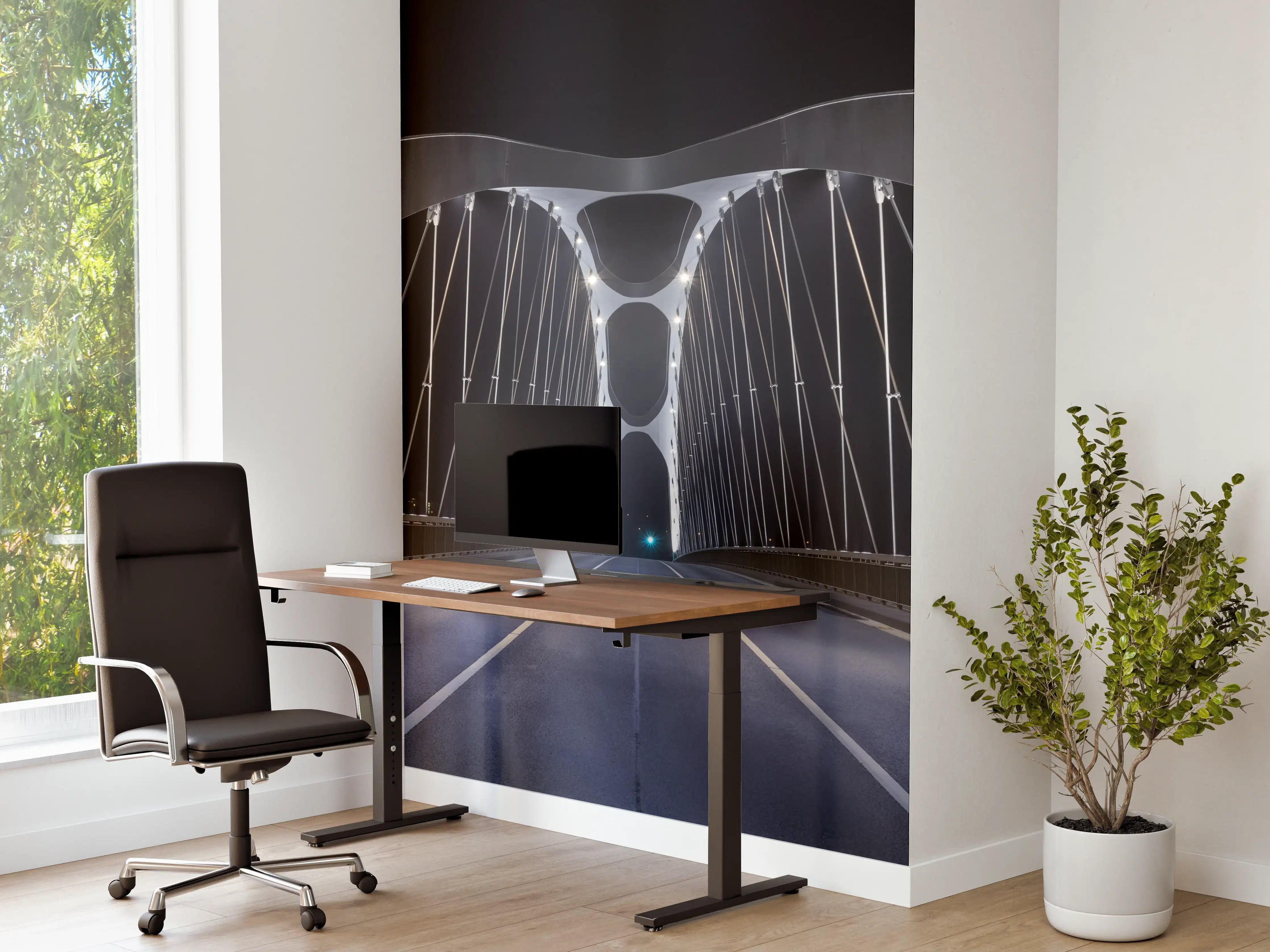 Büro Wandgestaltung - Frankfurter Bogenbrücke bei Nacht