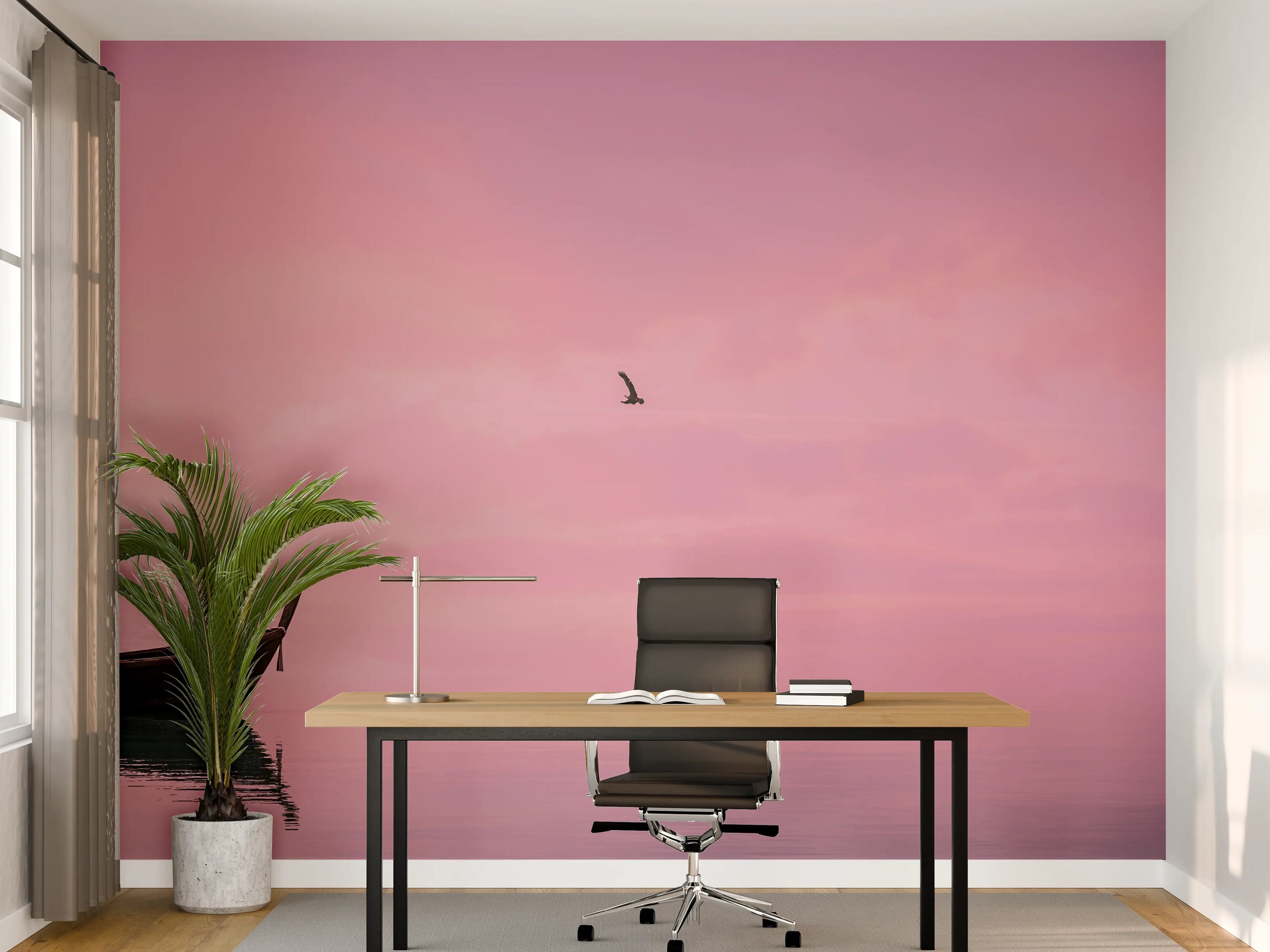 Büro Wandgestaltung - Frau im Badeanzug beim Yoga über Meereslandschaft