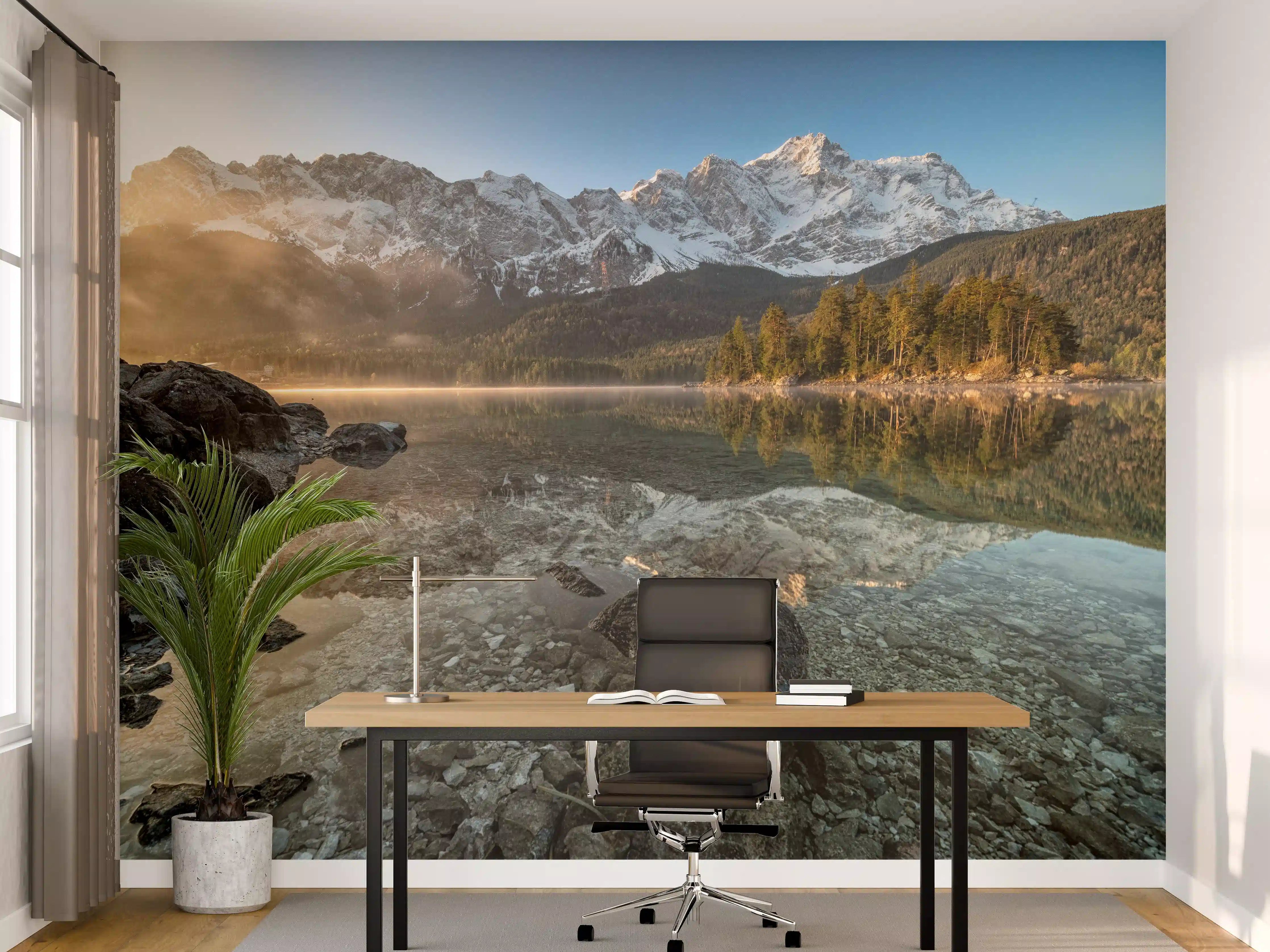 Büro Wandgestaltung - Friedliche Aussicht auf den Eibsee - Bayern