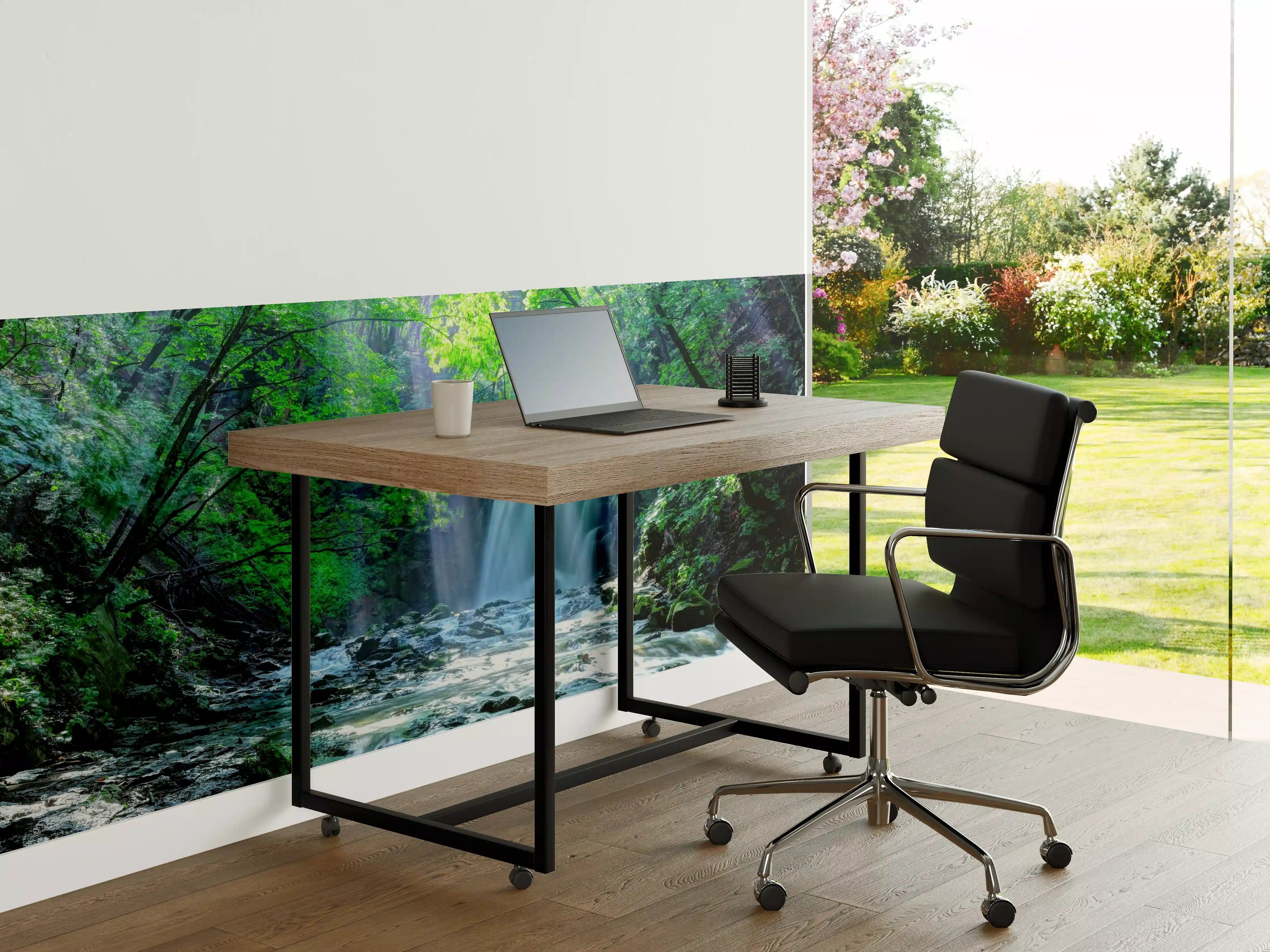 Büro Wandgestaltung - Friedlicher Wasserfall im Wald von Asama