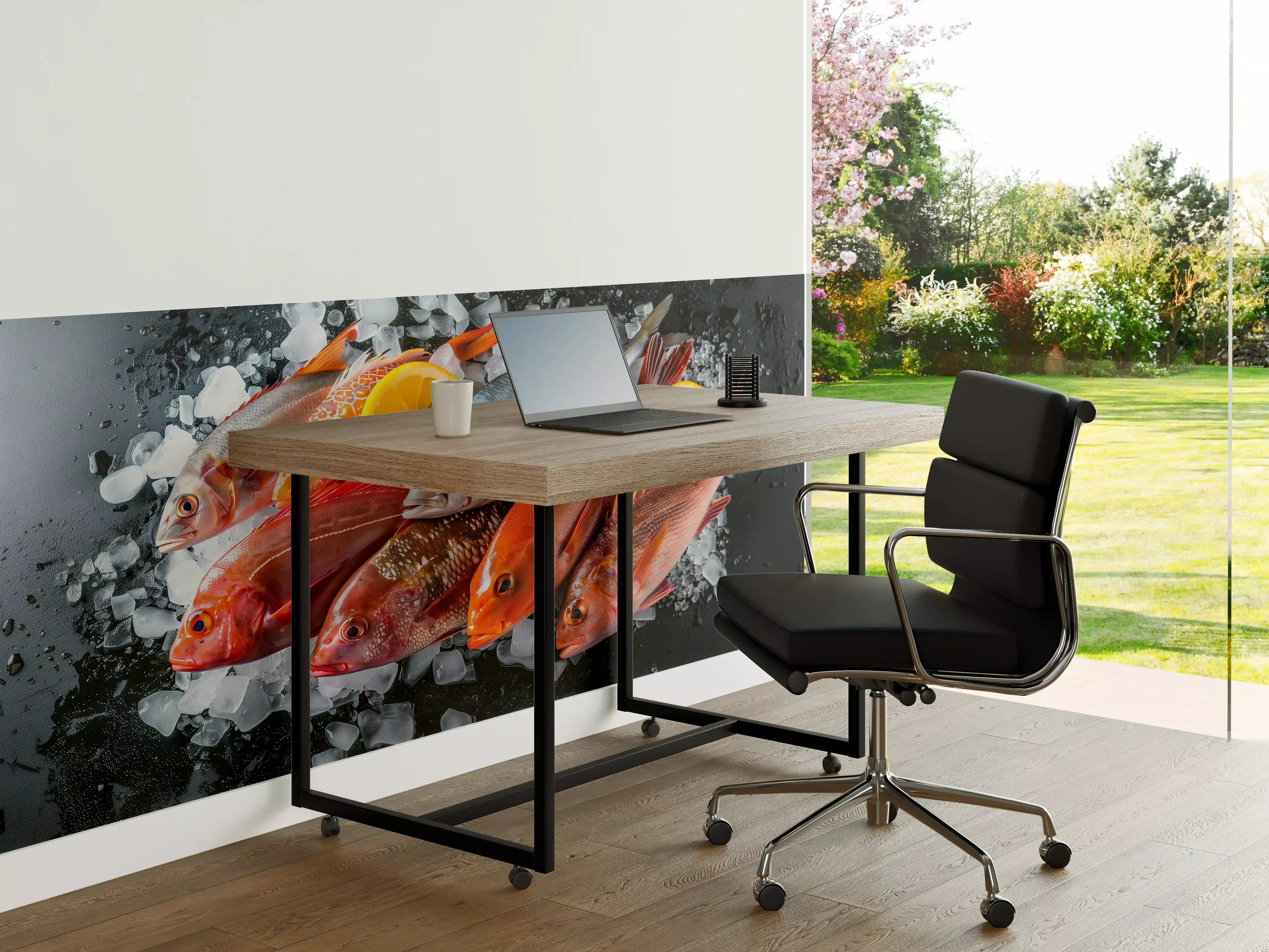 Büro Wandgestaltung - Frische Meeresfische auf Eis