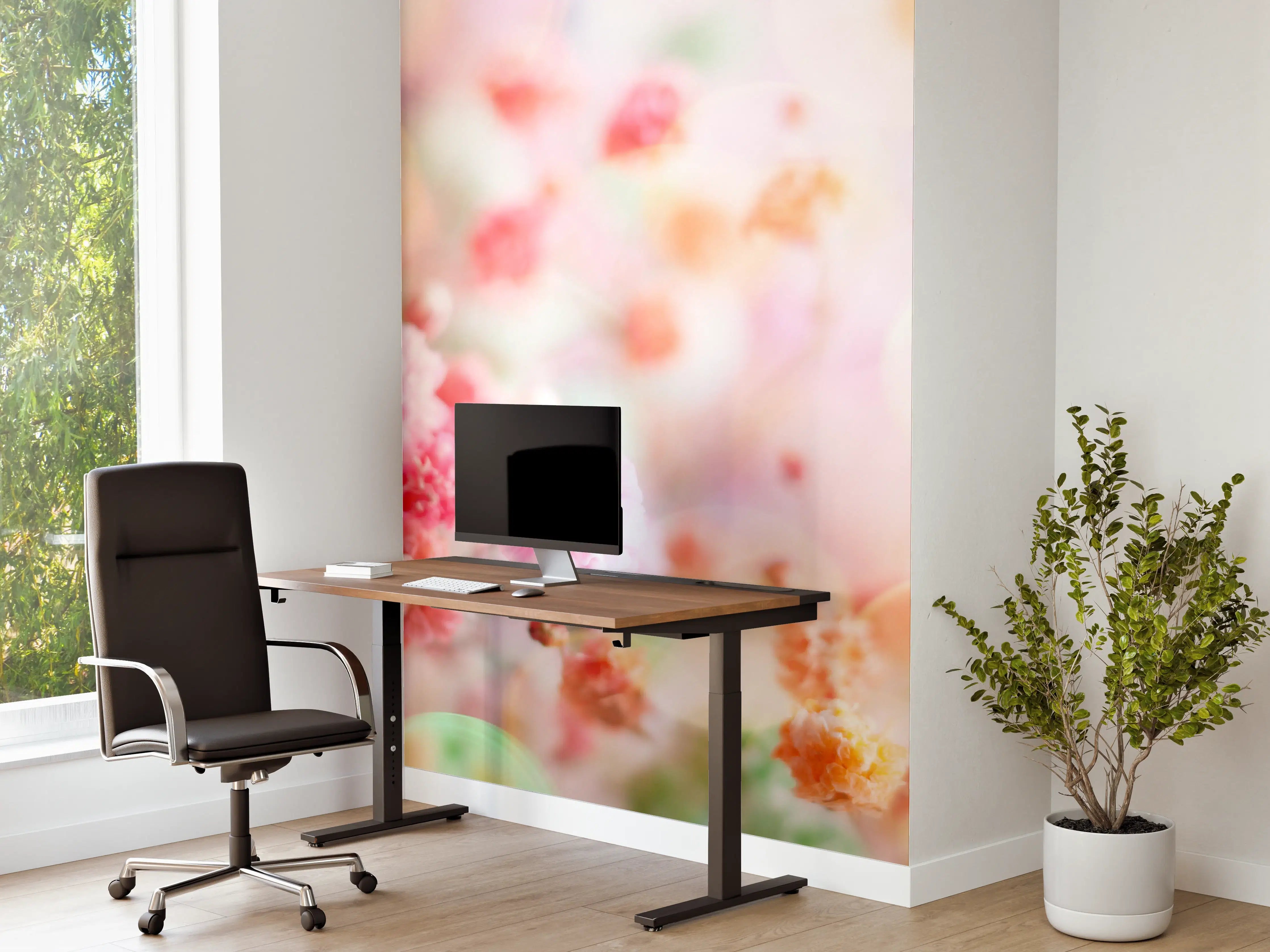 Büro Wandgestaltung - Frische rosa Frühlingsblumen