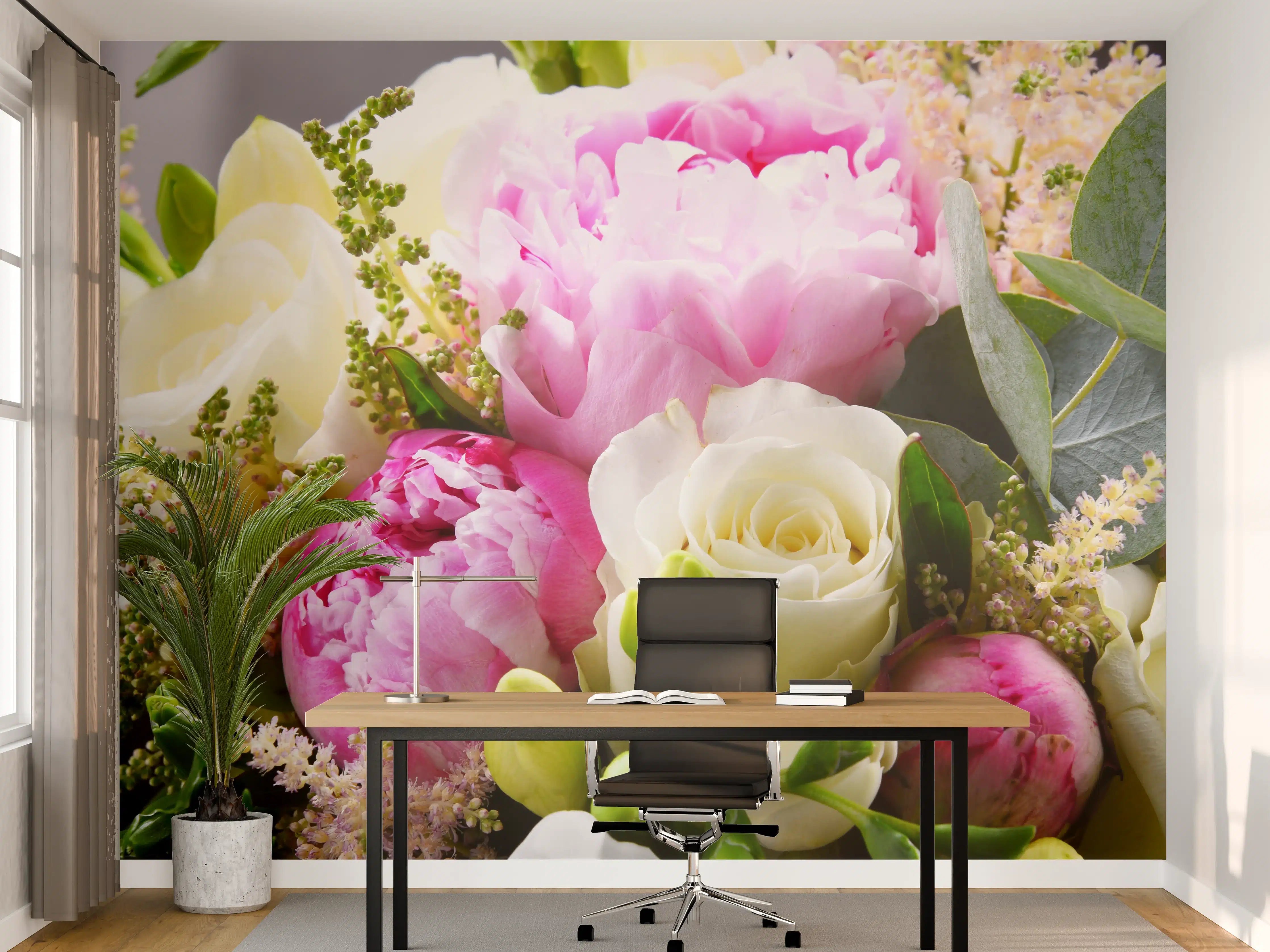 Büro Wandgestaltung - Frischer Blumenstrauß Mix