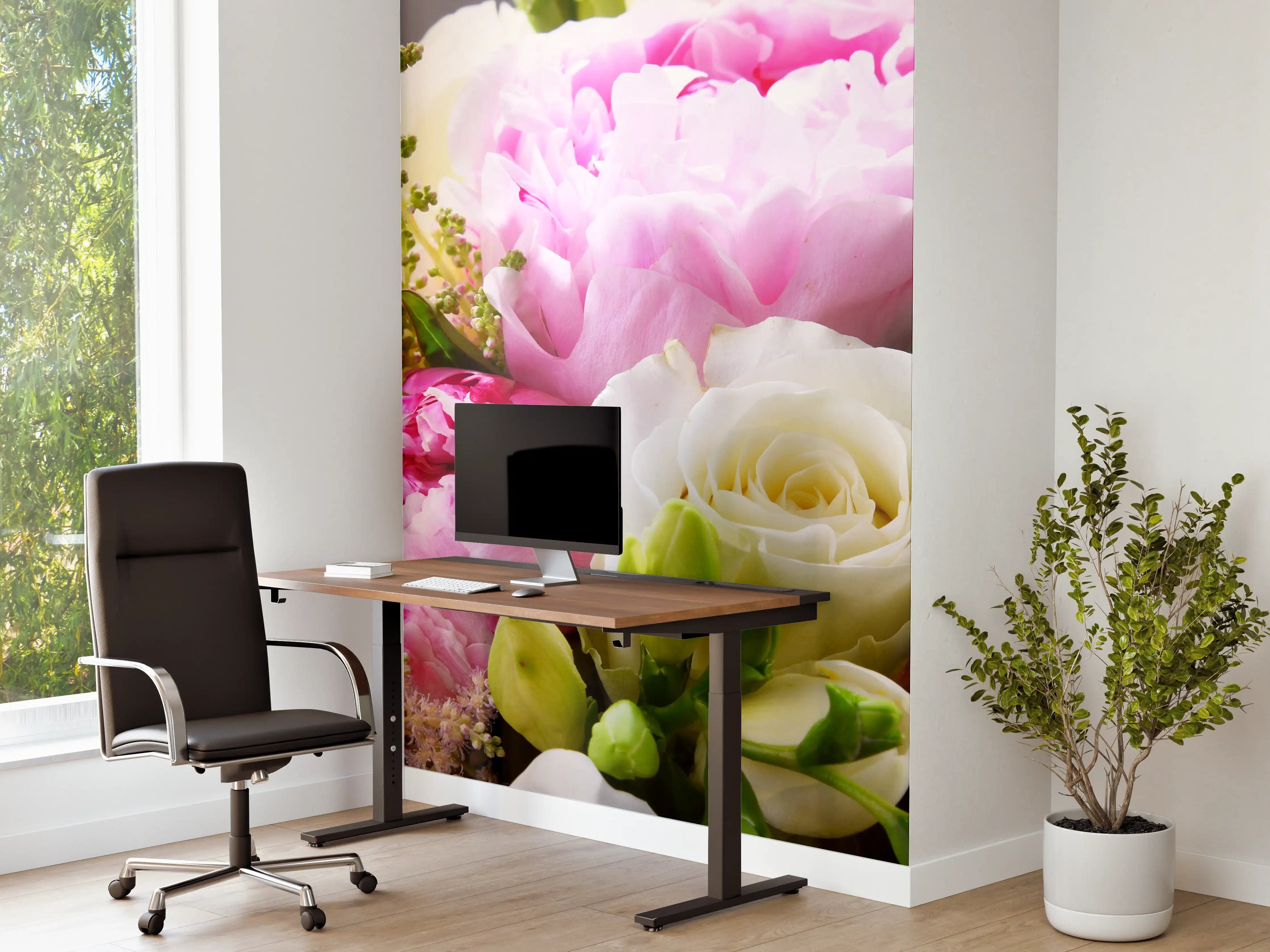 Büro Wandgestaltung - Frischer Blumenstrauß Mix