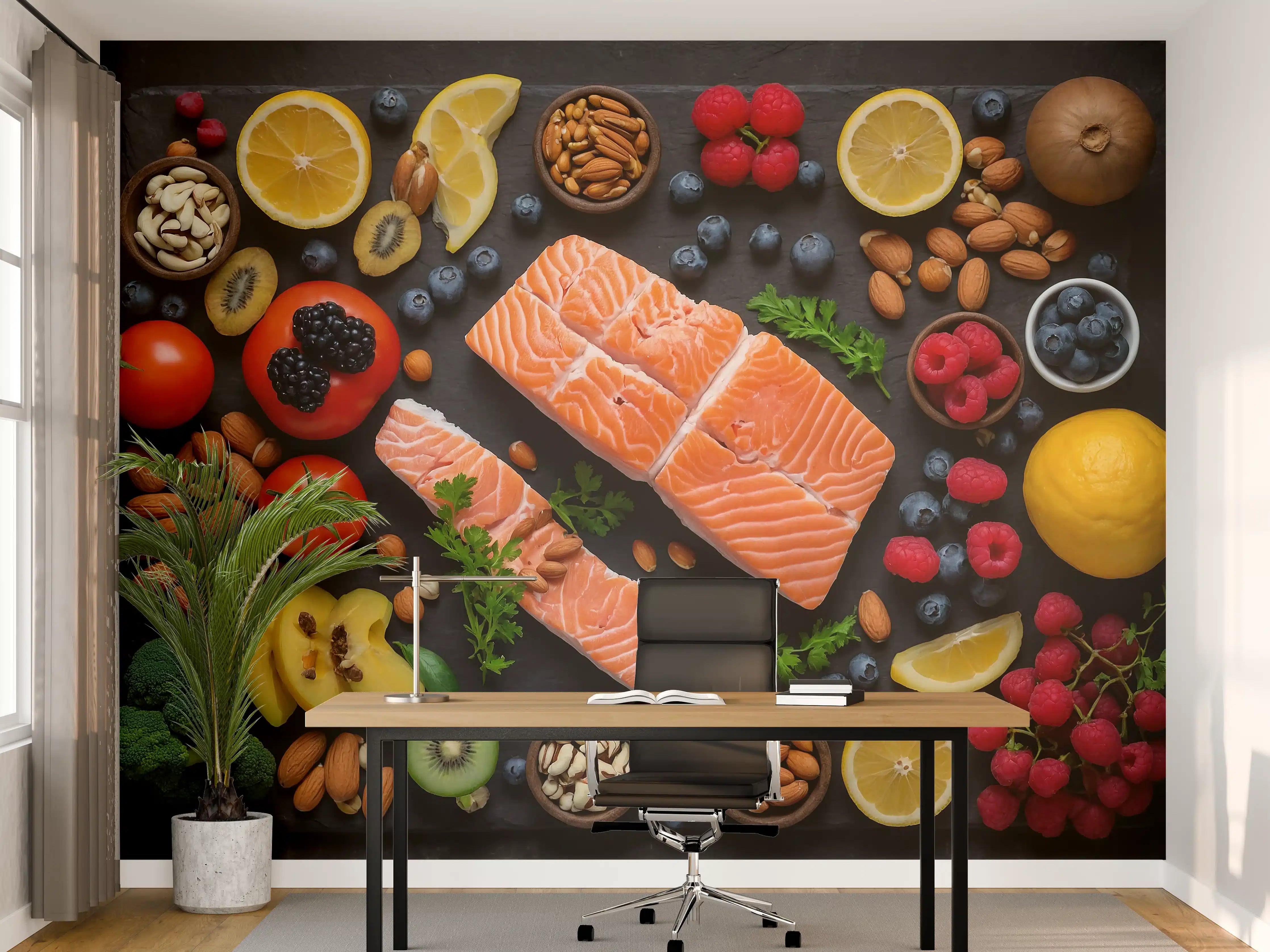 Büro Wandgestaltung - Frischer Lachs mit Beeren