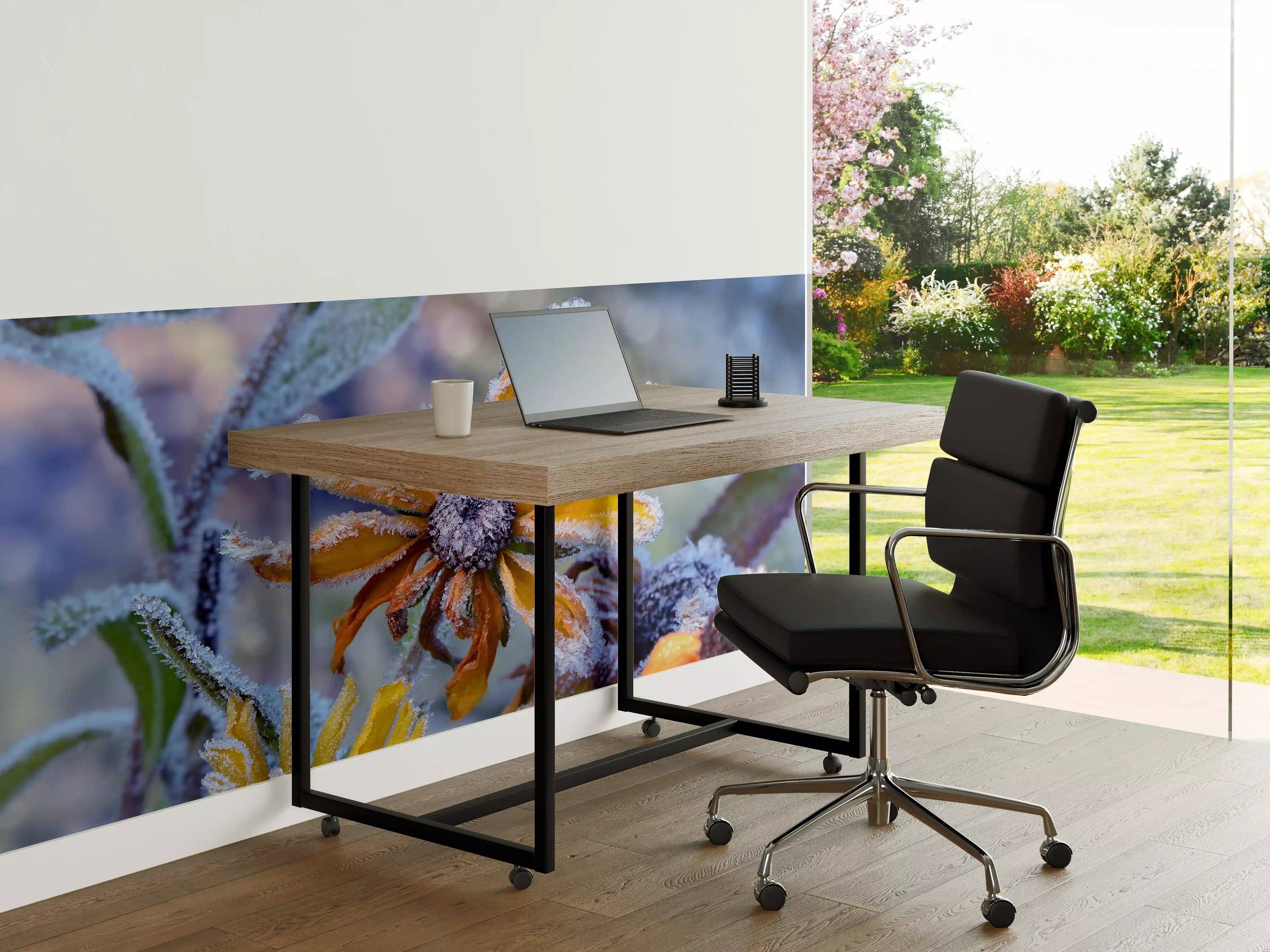 Büro Wandgestaltung - Frostige Blumen im Morgenlicht