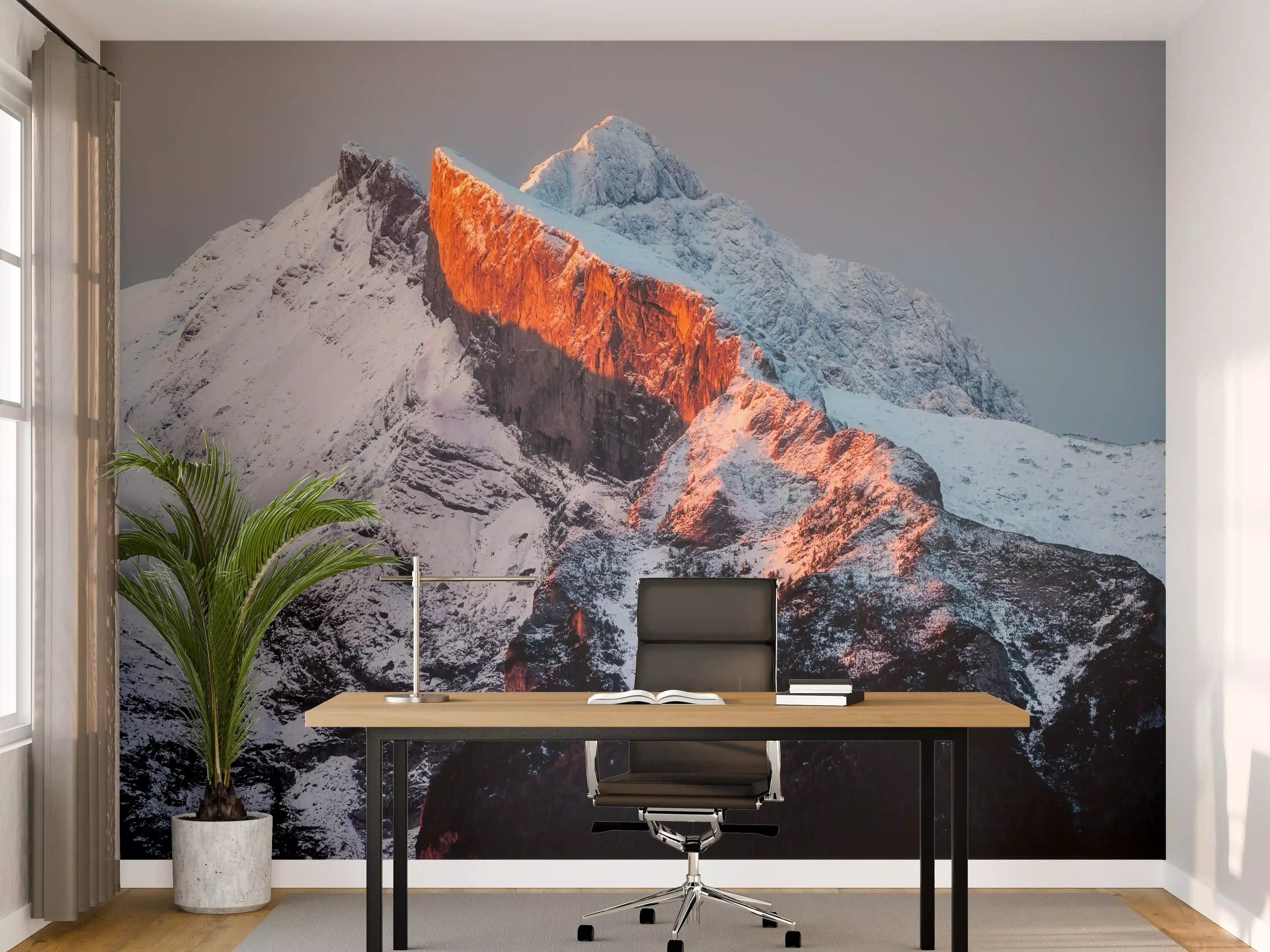 Büro Wandgestaltung - Frostiges Bergpanorama bei Sonnenaufgang