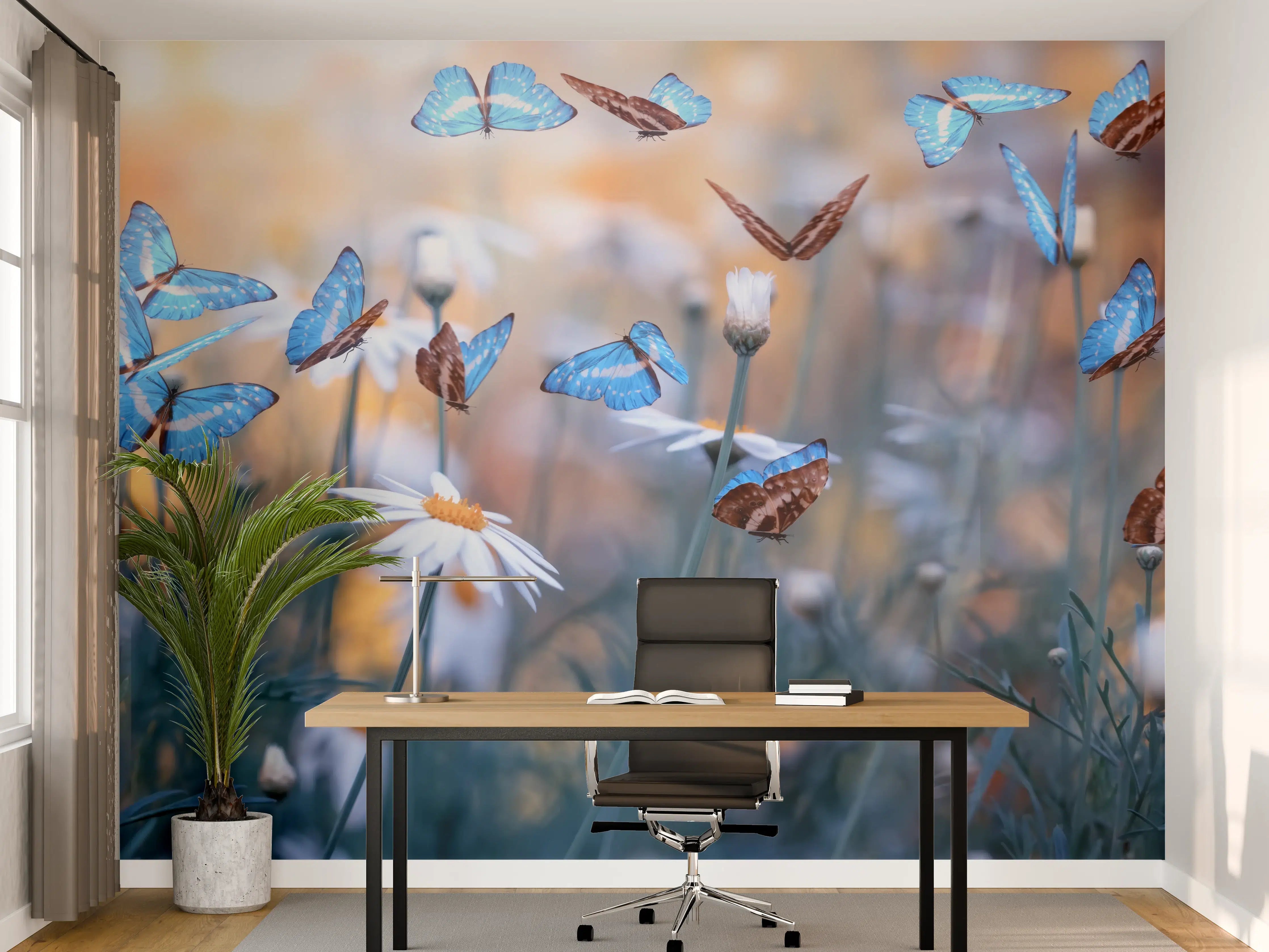 Büro Wandgestaltung - Frühling Naturlandschaft mit wilden Blumen