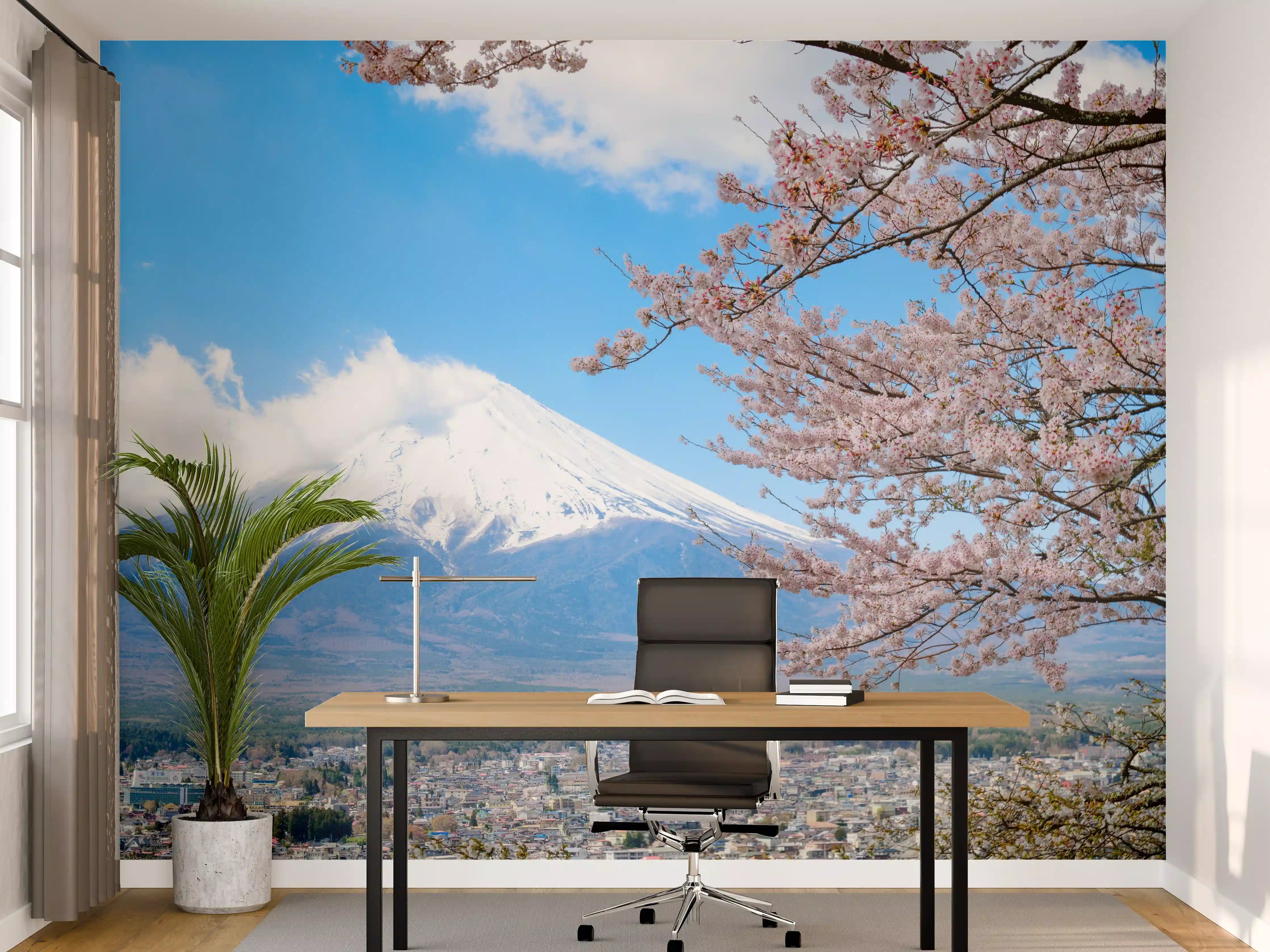 Büro Wandgestaltung - Frühling an der Fuji mit Kirschblüten