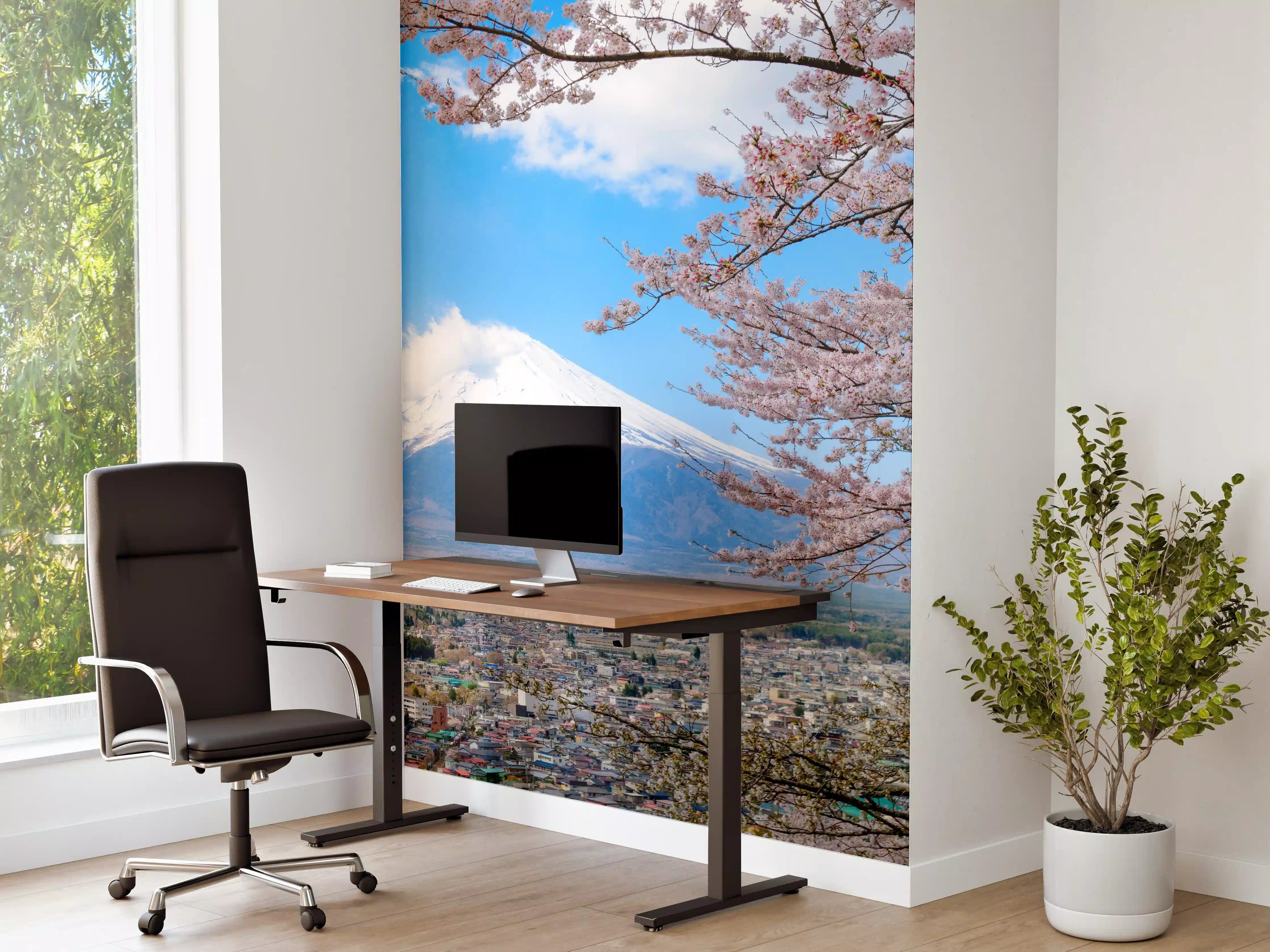 Büro Wandgestaltung - Frühling an der Fuji mit Kirschblüten