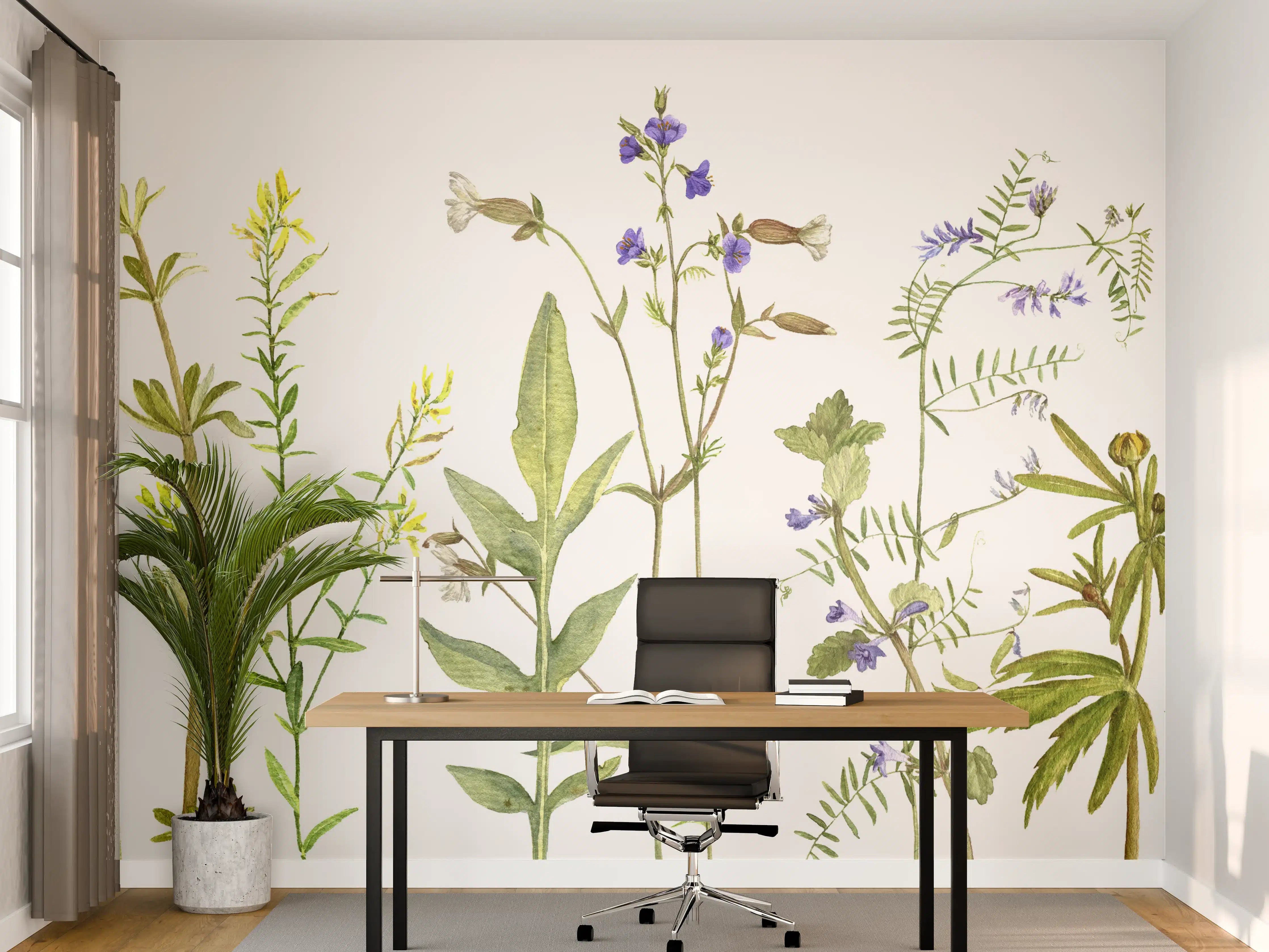 Büro Wandgestaltung - Frühlingswiese mit bunten Wildblumen