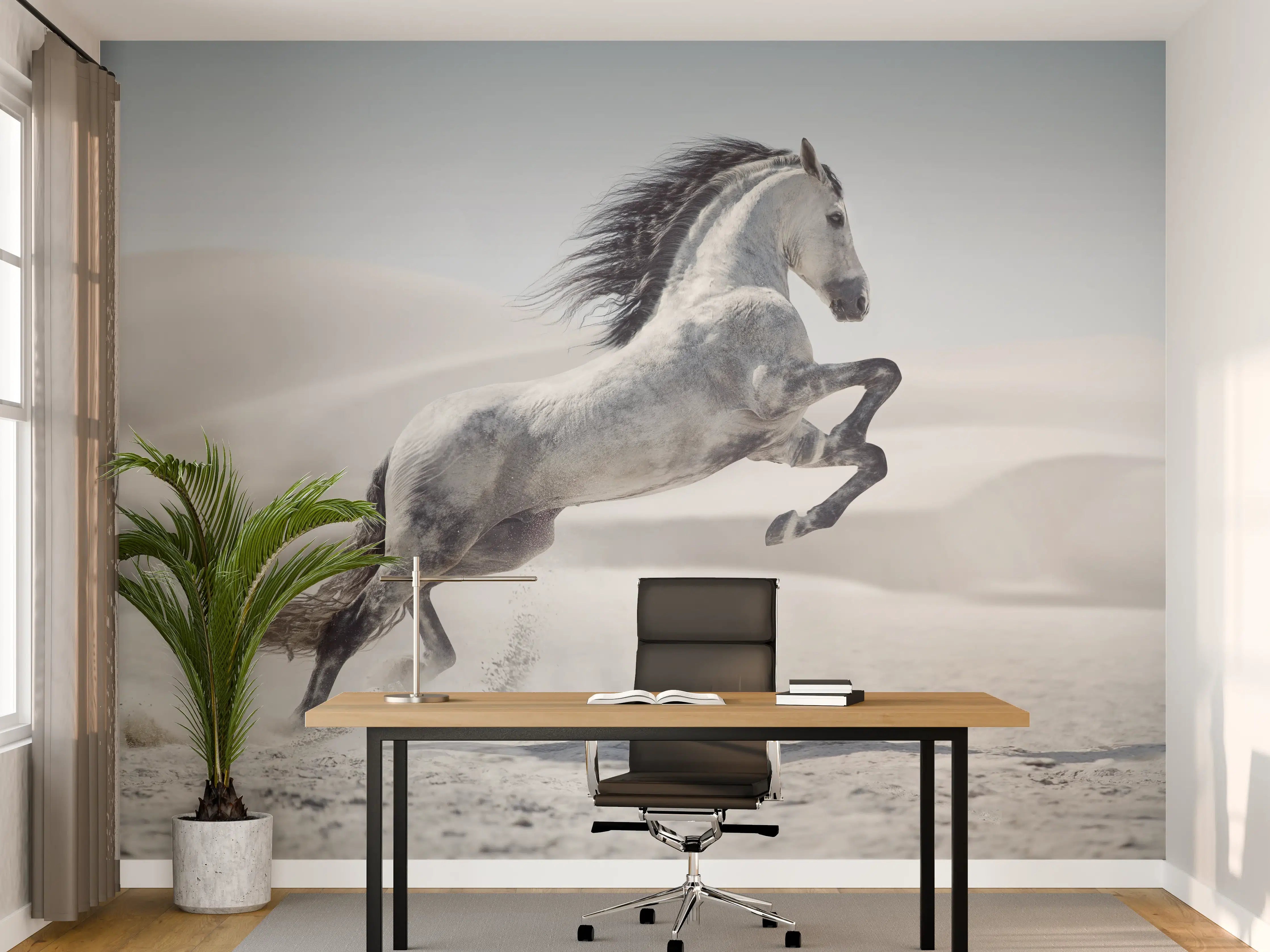 Büro Wandgestaltung - Galoppierendes weißes Pferd