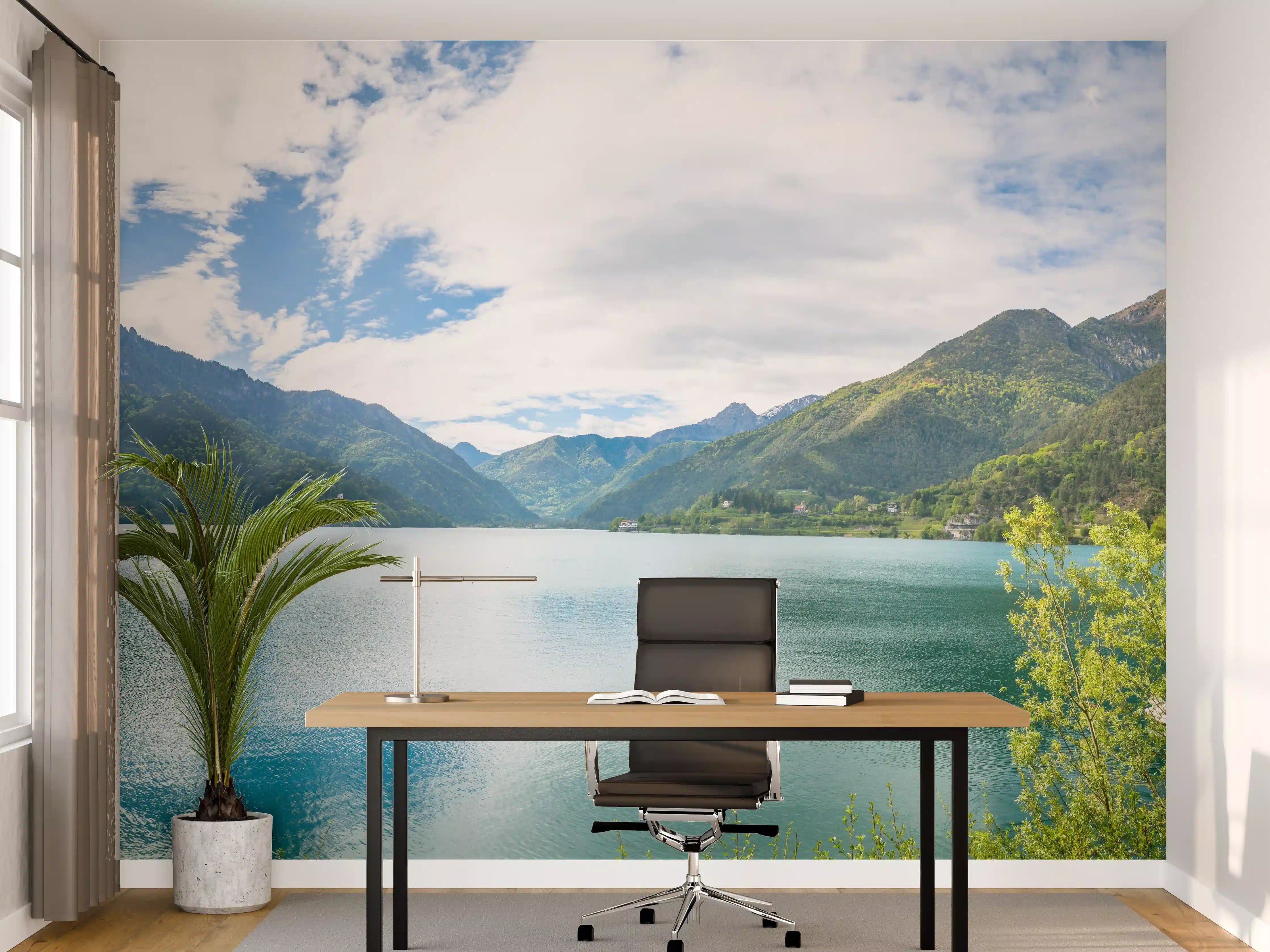 Büro Wandgestaltung - Gardasee Türkis-Grünes Panorama