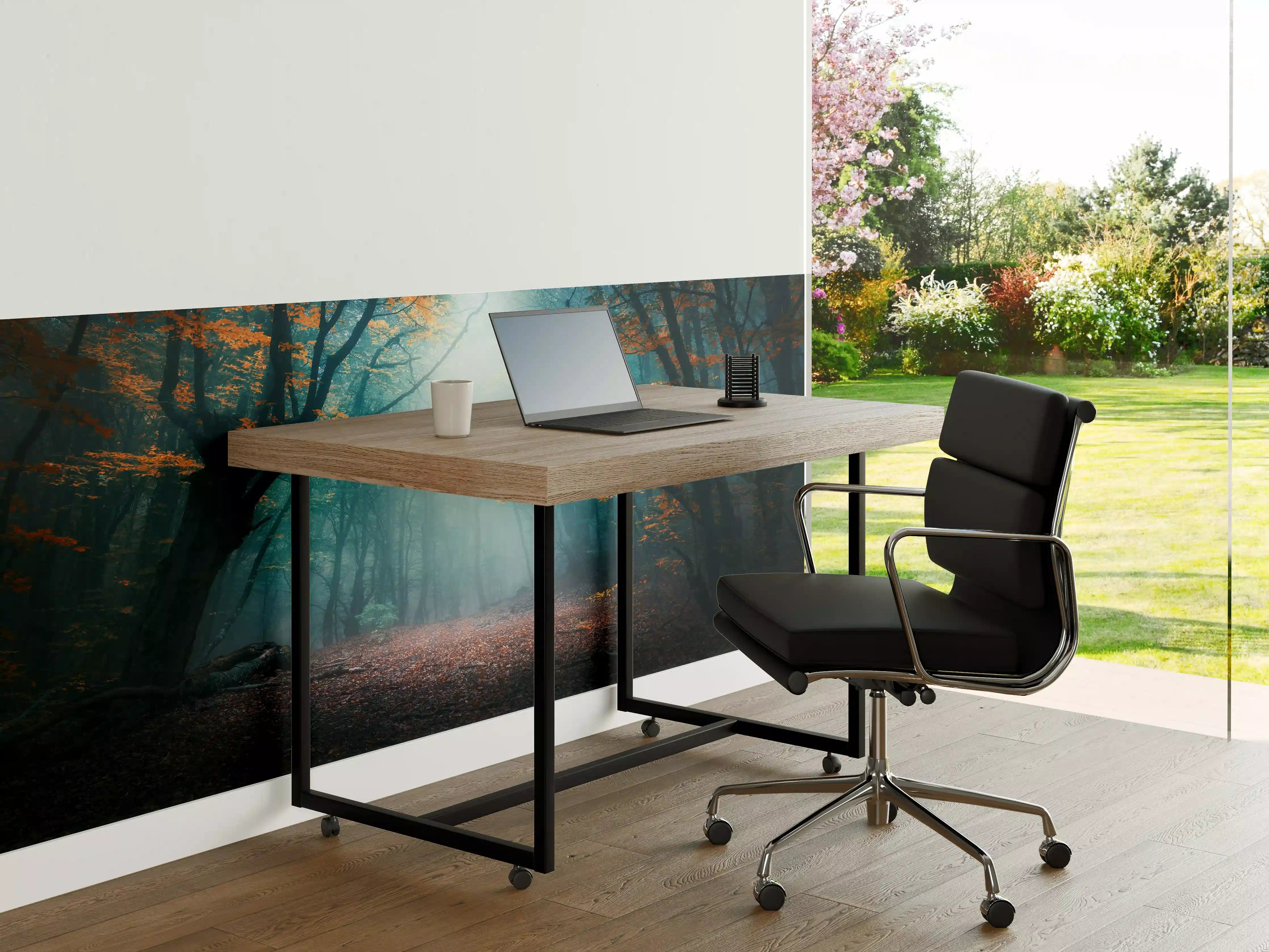 Büro Wandgestaltung - Geheimnisvoller Grauwald im Morgenlicht