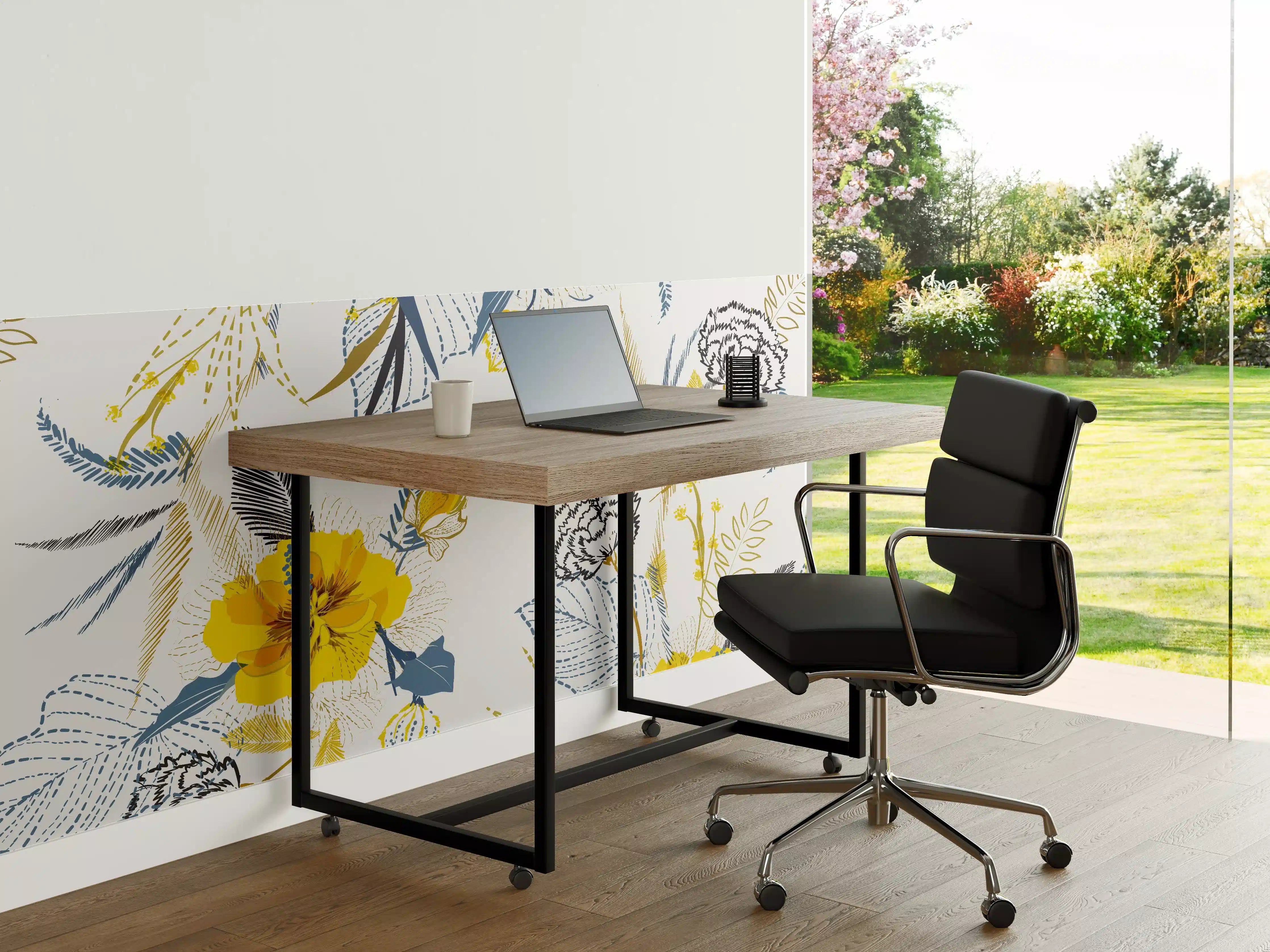 Büro Wandgestaltung - Gelb-Weißes Blumenmuster