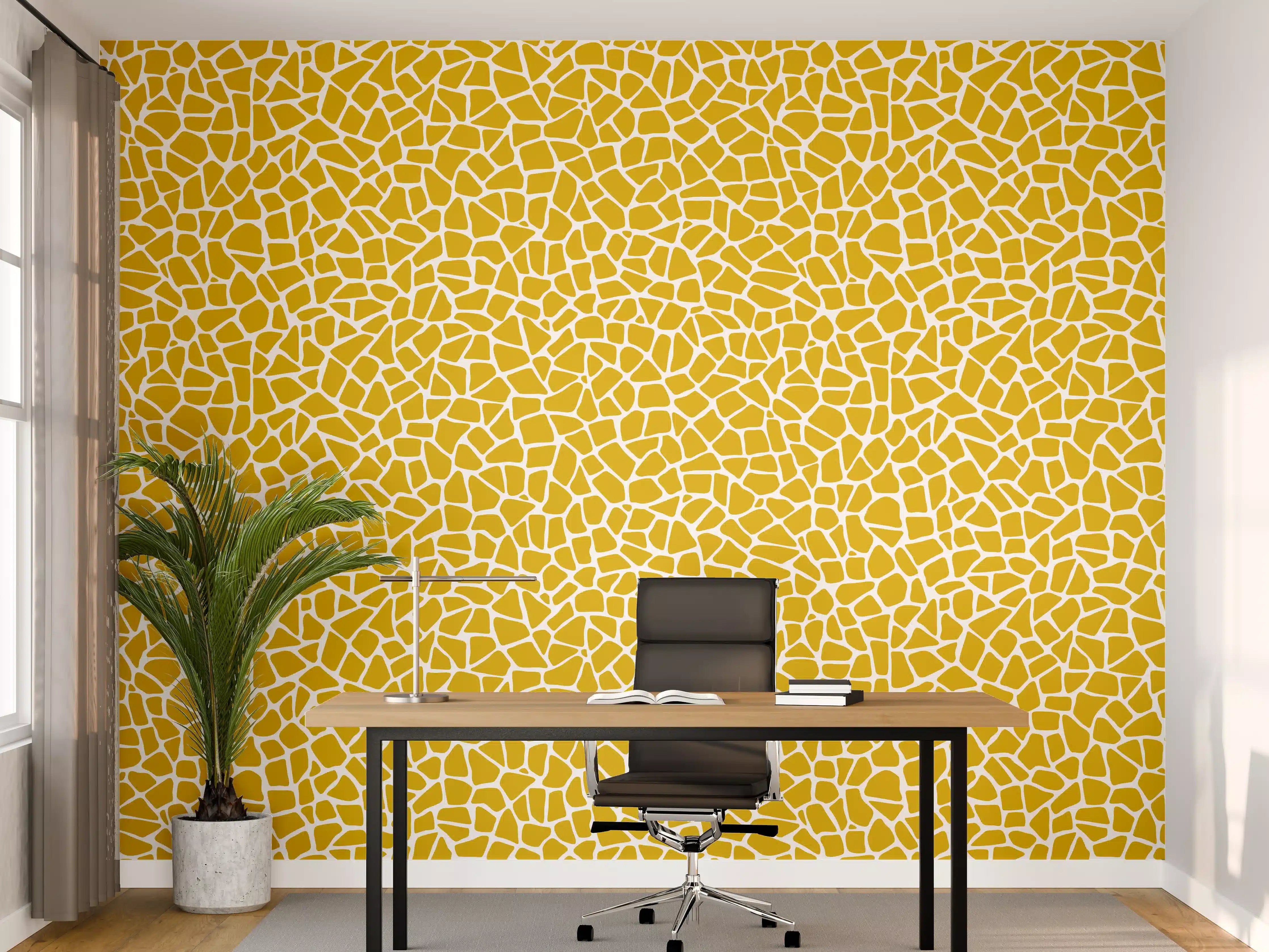 Büro Wandgestaltung - Gelbe Fliesenakzentwand