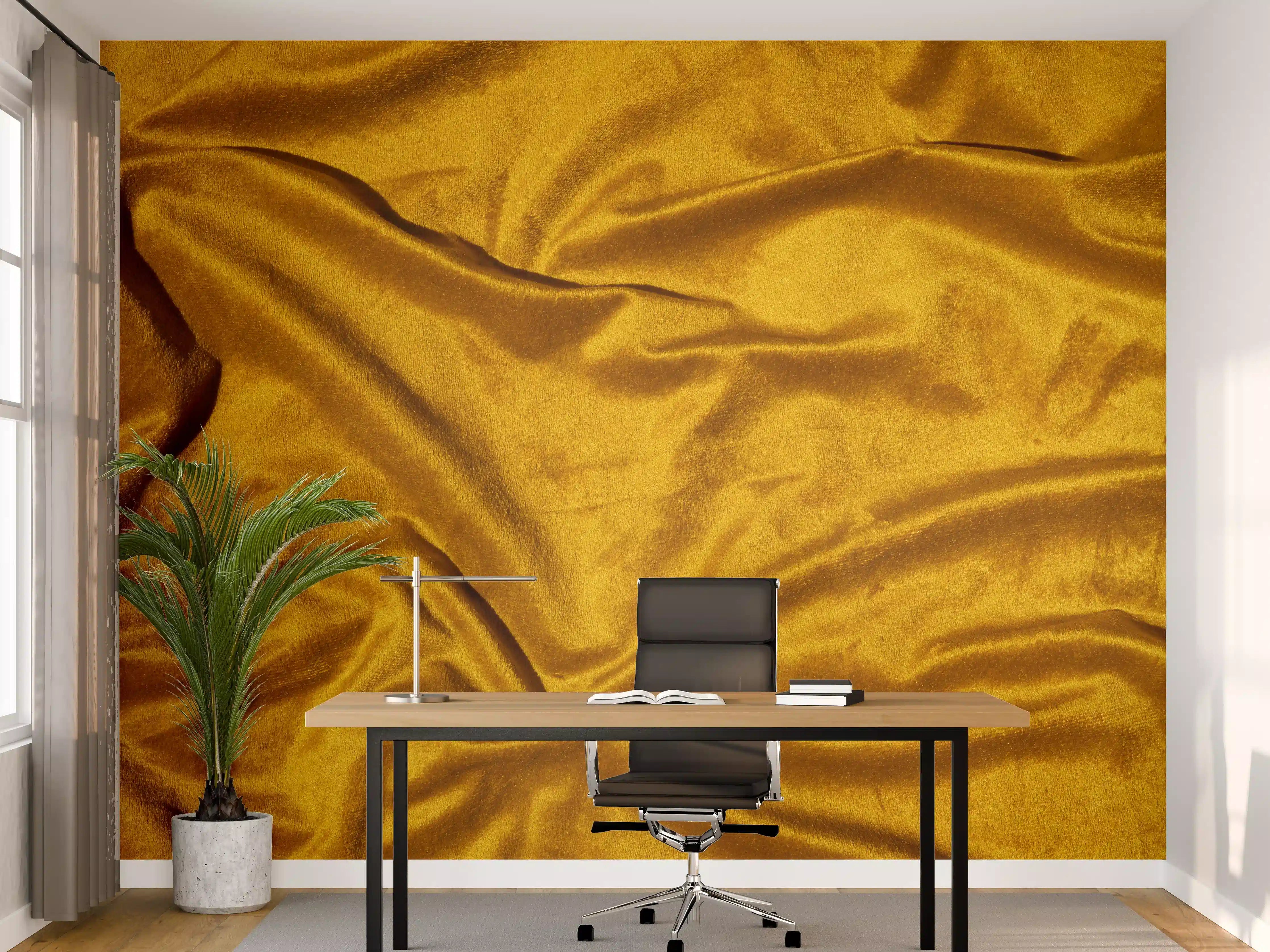 Büro Wandgestaltung - Gelbe Satin Seide