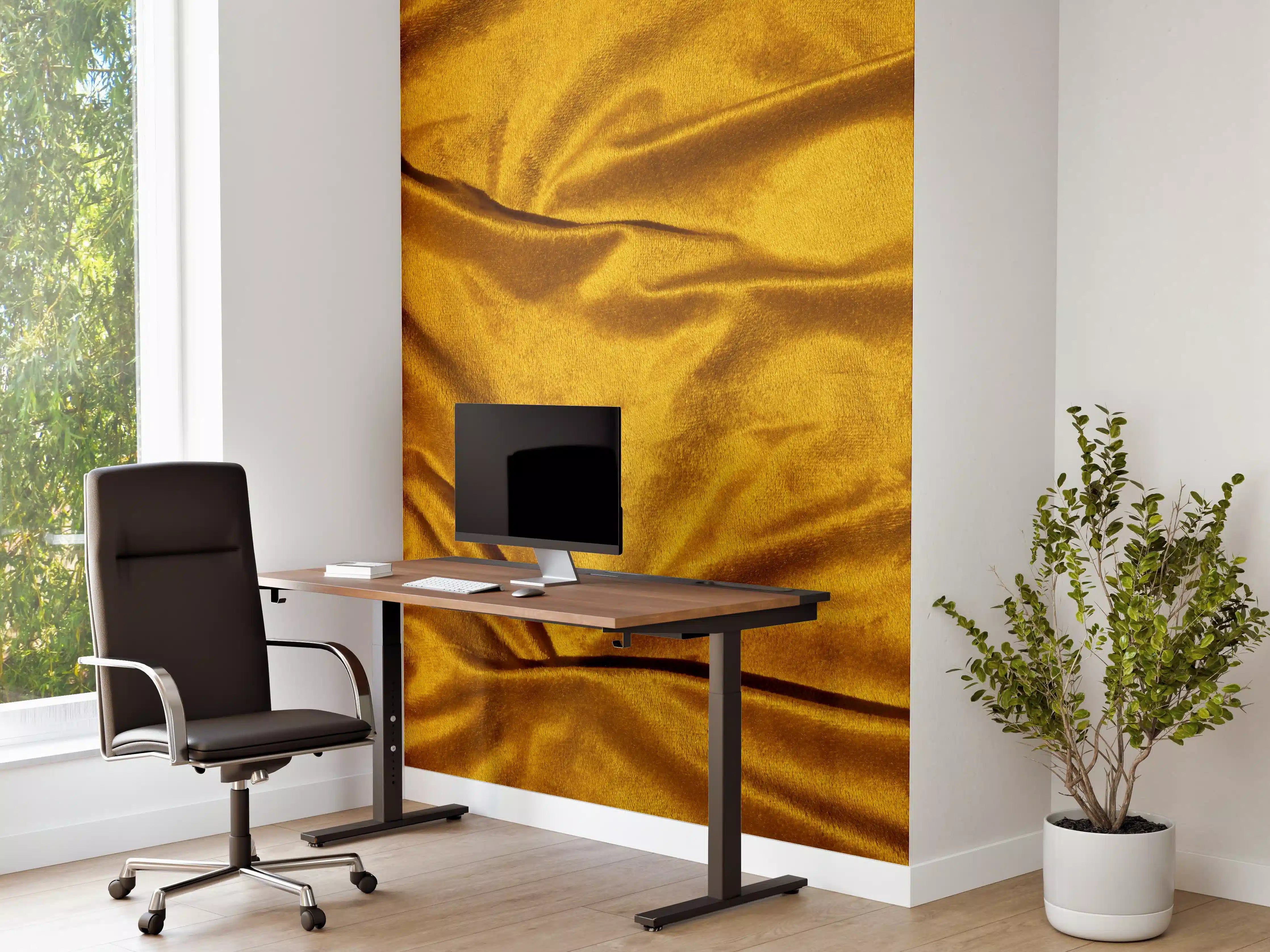 Büro Wandgestaltung - Gelbe Satin Seide