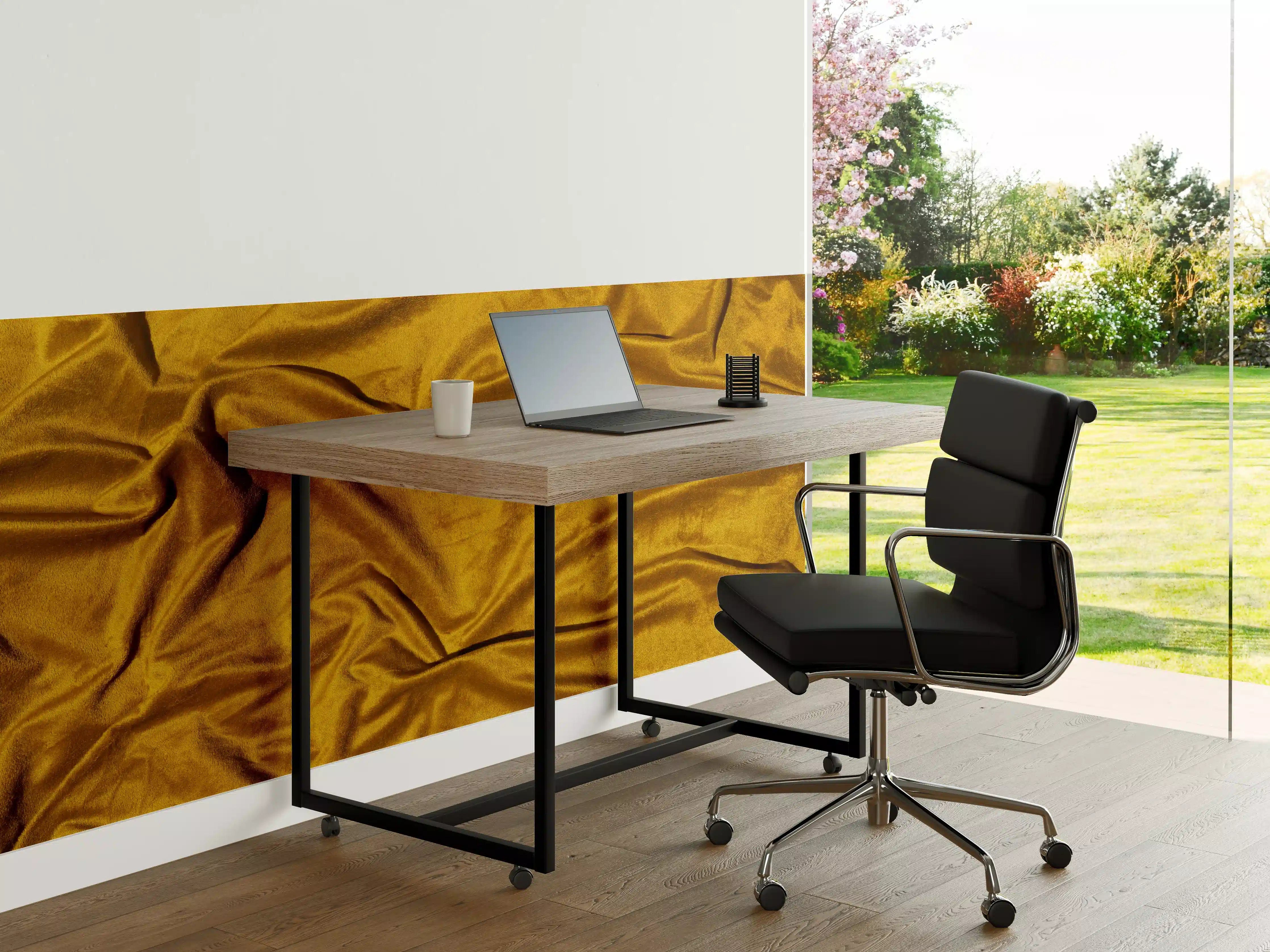 Büro Wandgestaltung - Gelbe Satin Seide