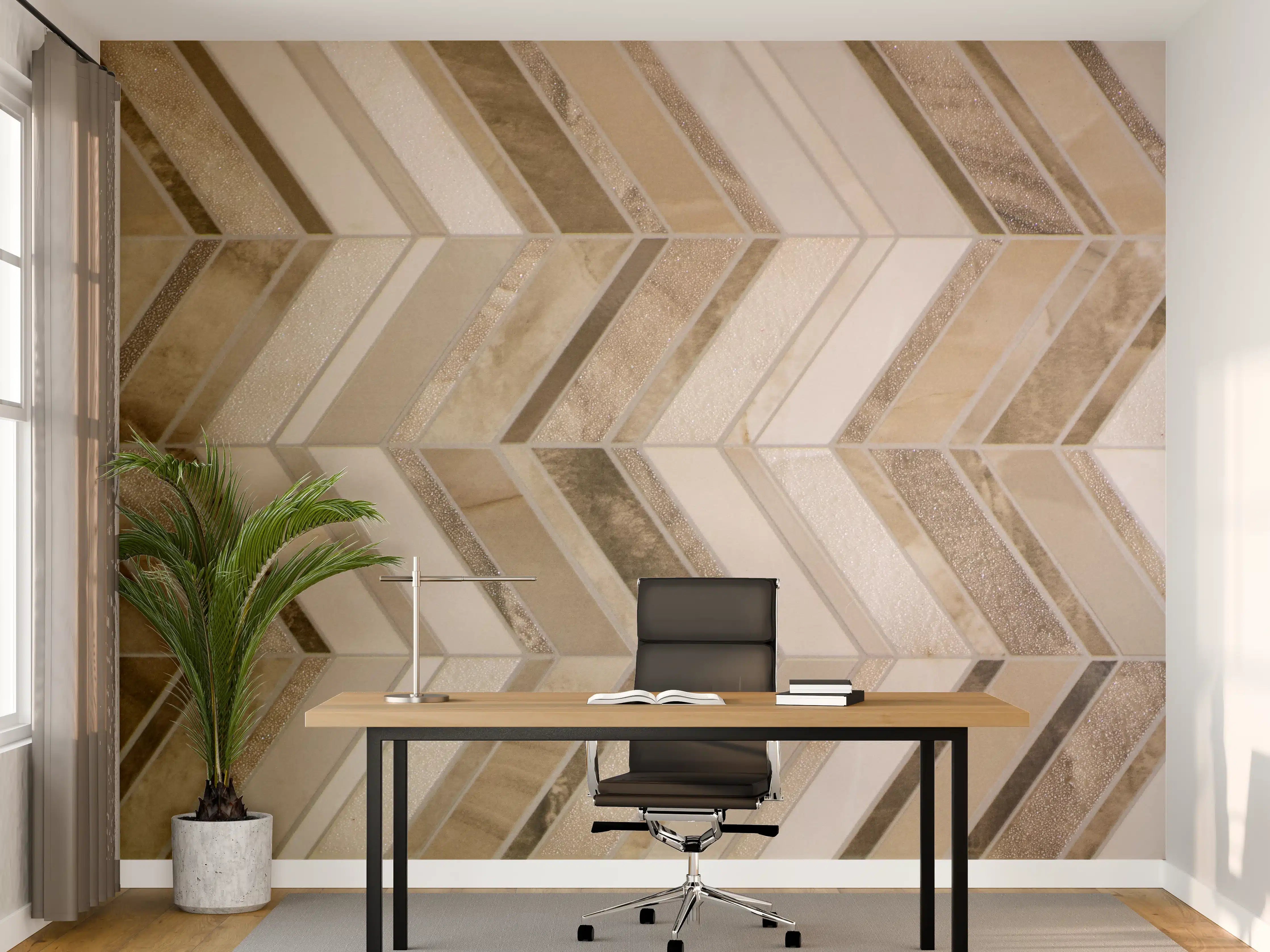 Büro Wandgestaltung - Gelbe geometrische Fliesen mit weißen und grauen Nuancen