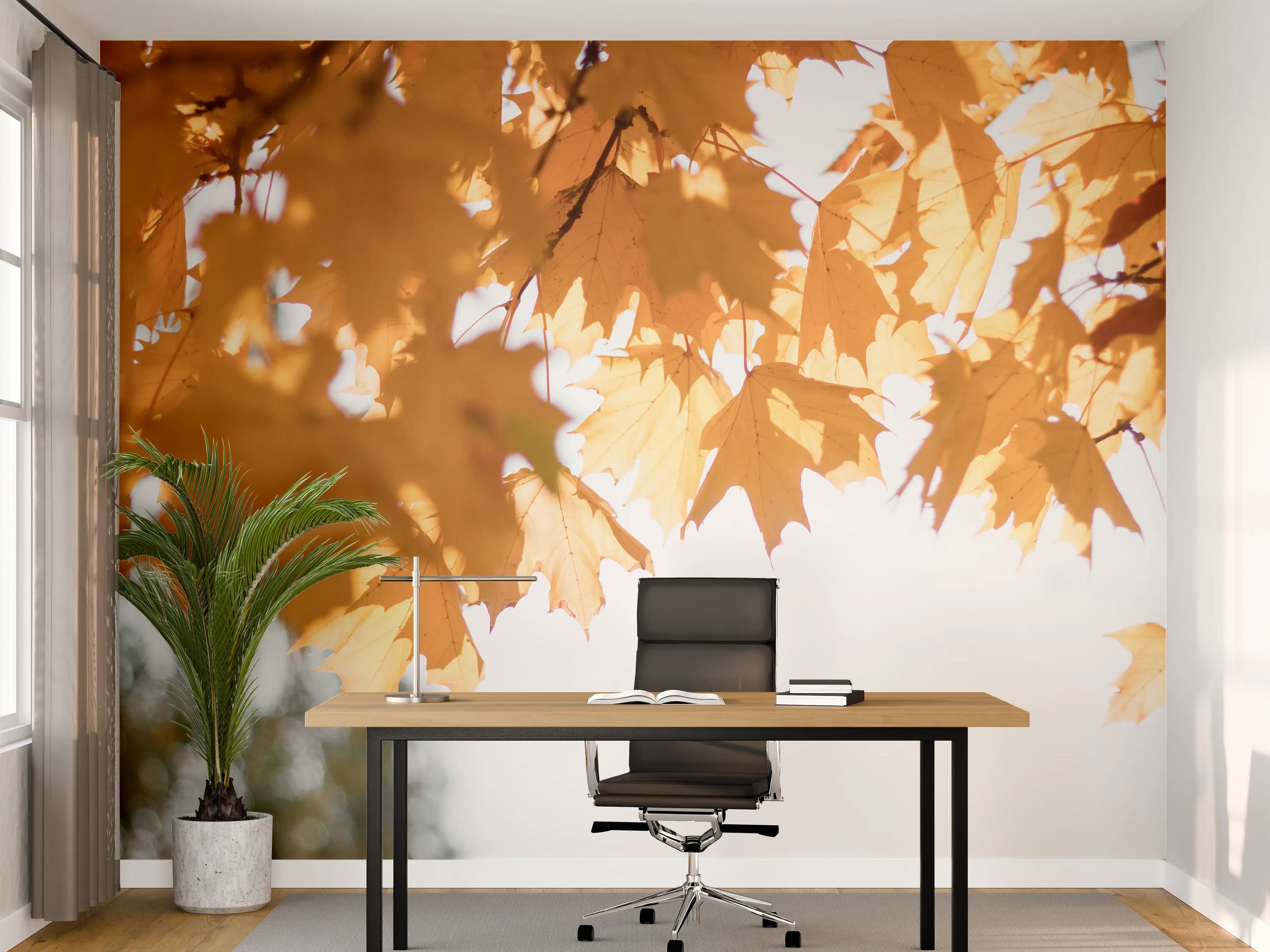Büro Wandgestaltung - Gelben Ahornblättern im Herbst