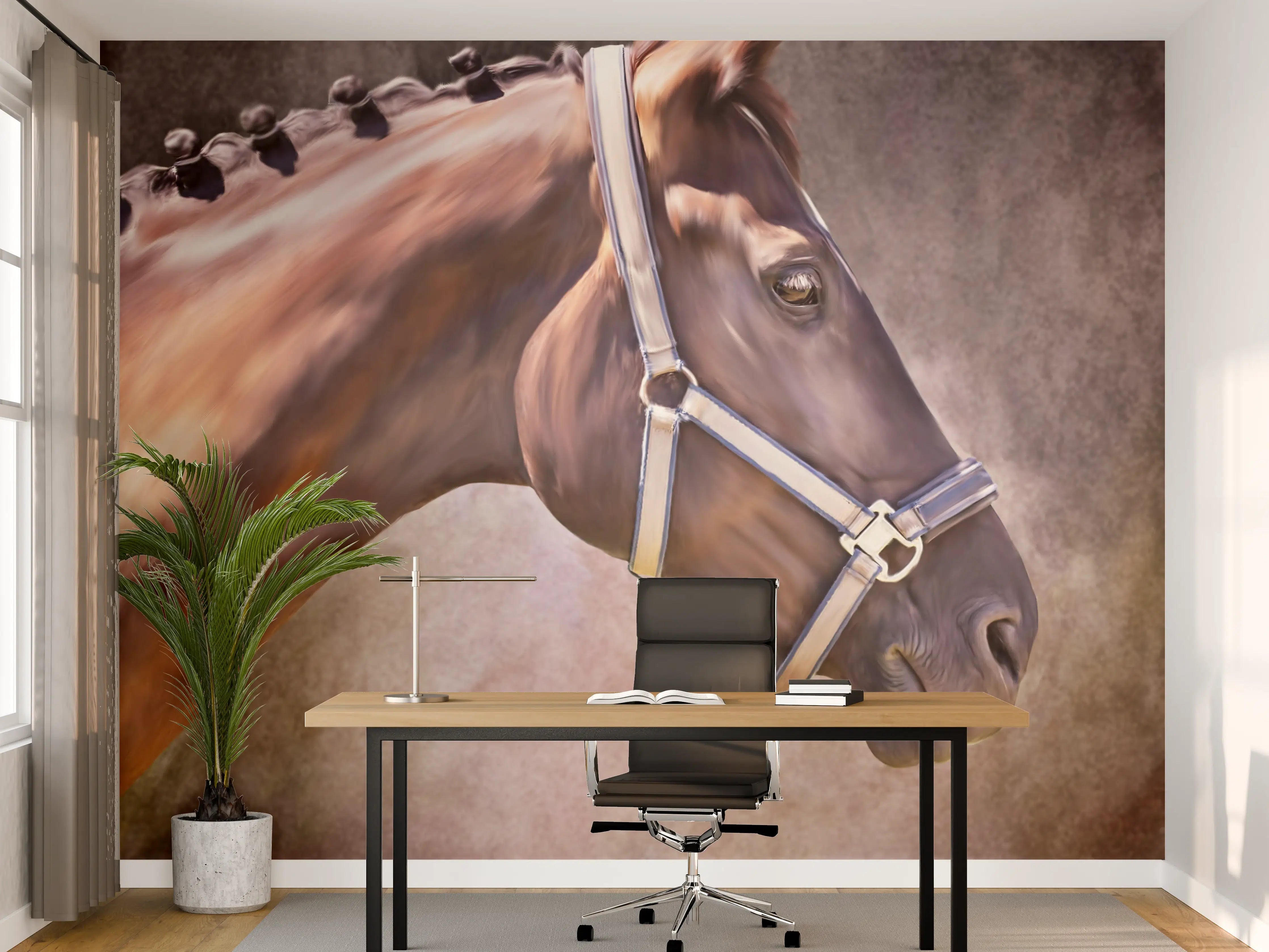 Büro Wandgestaltung - Gemalter Pferdekopf
