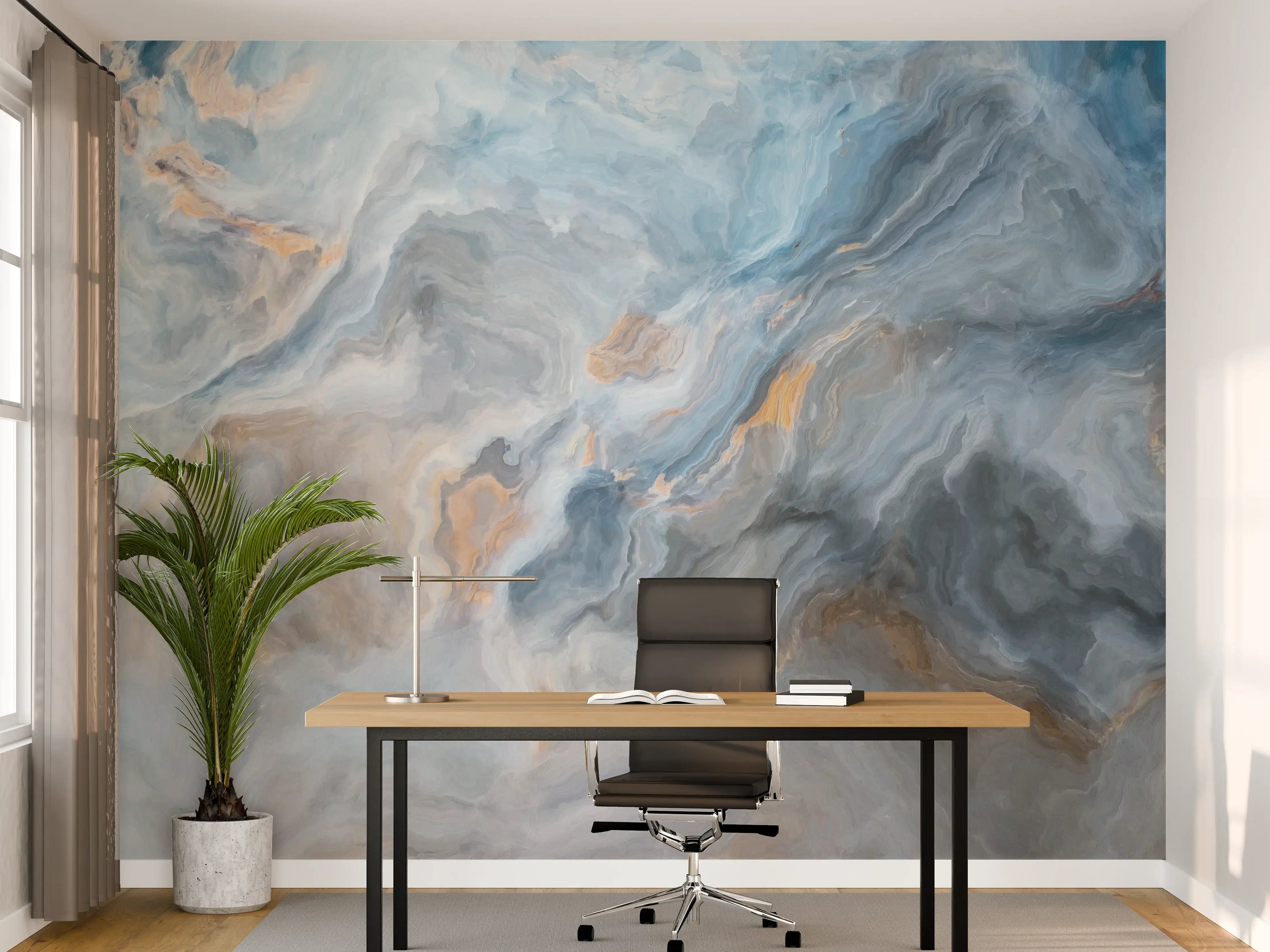 Büro Wandgestaltung - Gemalter bläulicher Marmor
