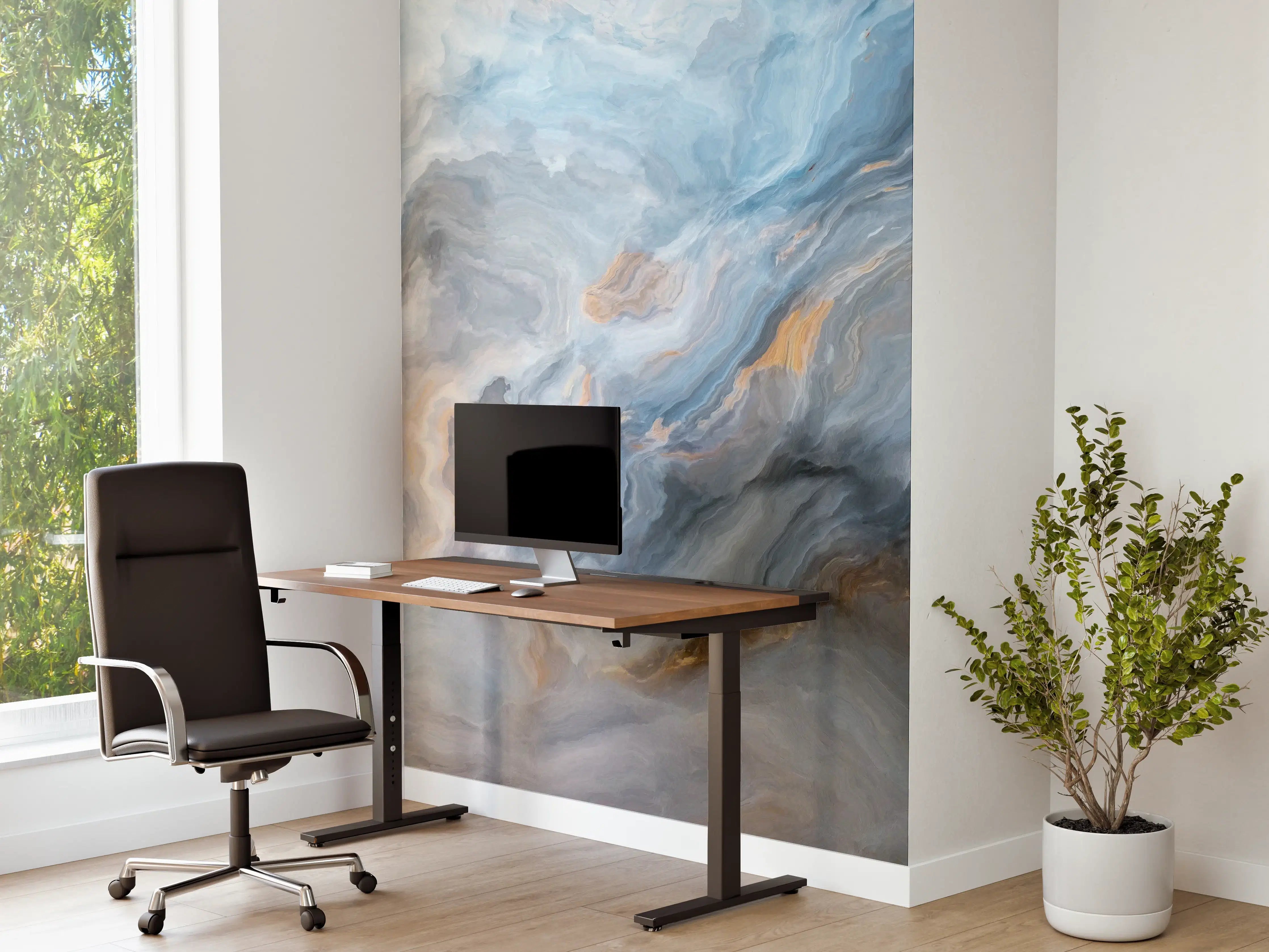 Büro Wandgestaltung - Gemalter bläulicher Marmor