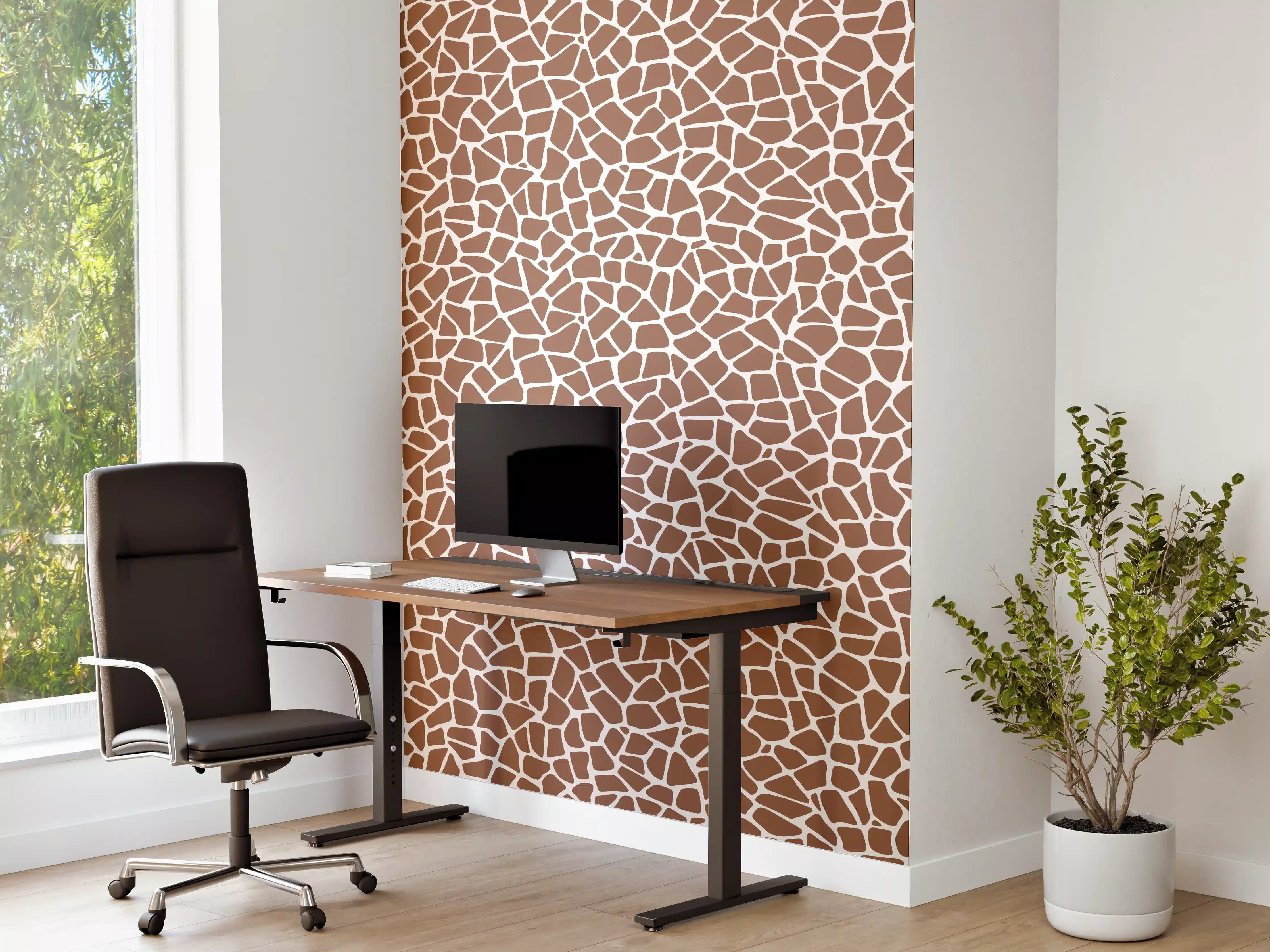 Büro Wandgestaltung - Gemusterte Steinoptik in Braun