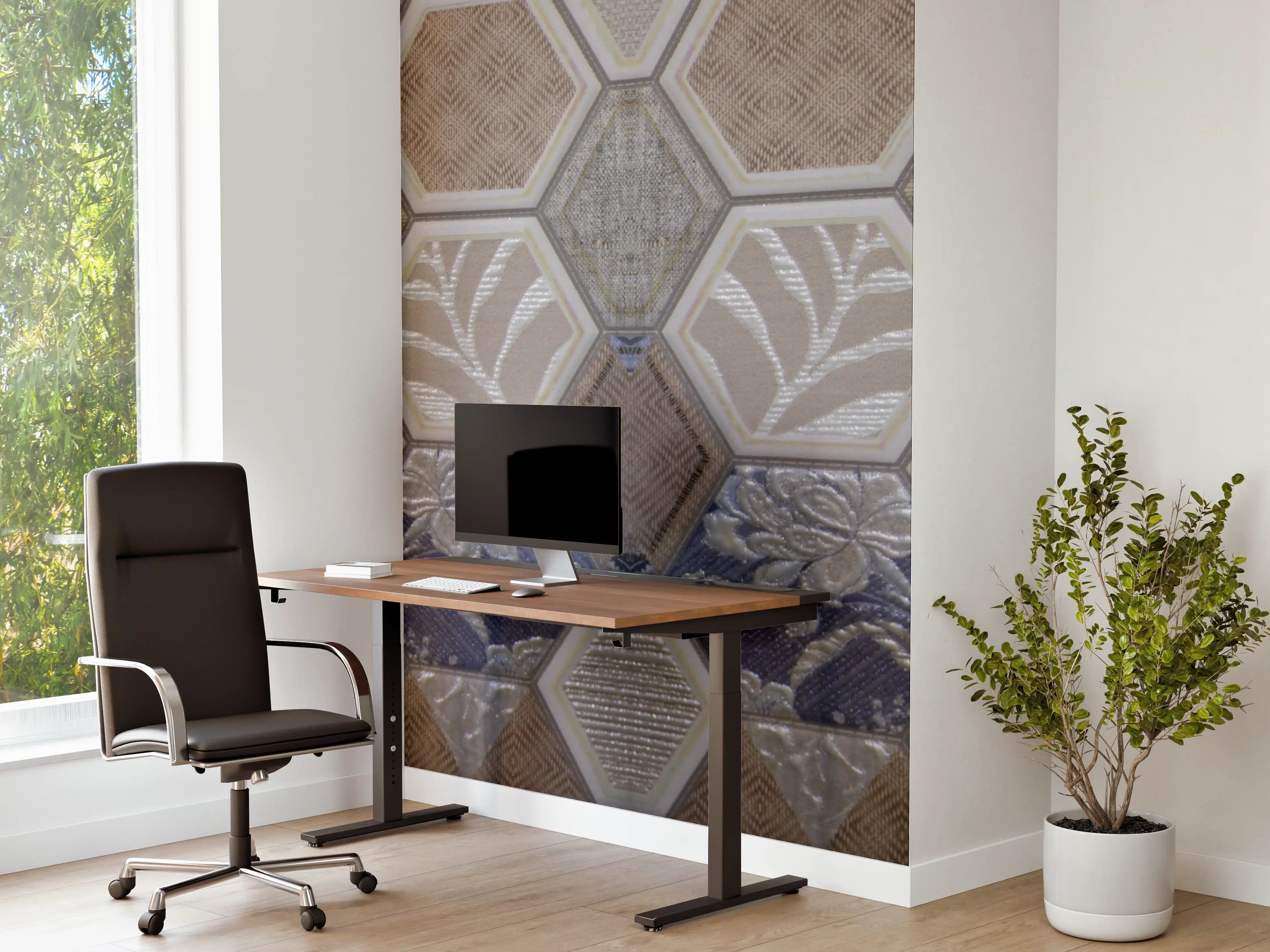Büro Wandgestaltung - Geometrische Blau-Beige Fliesen