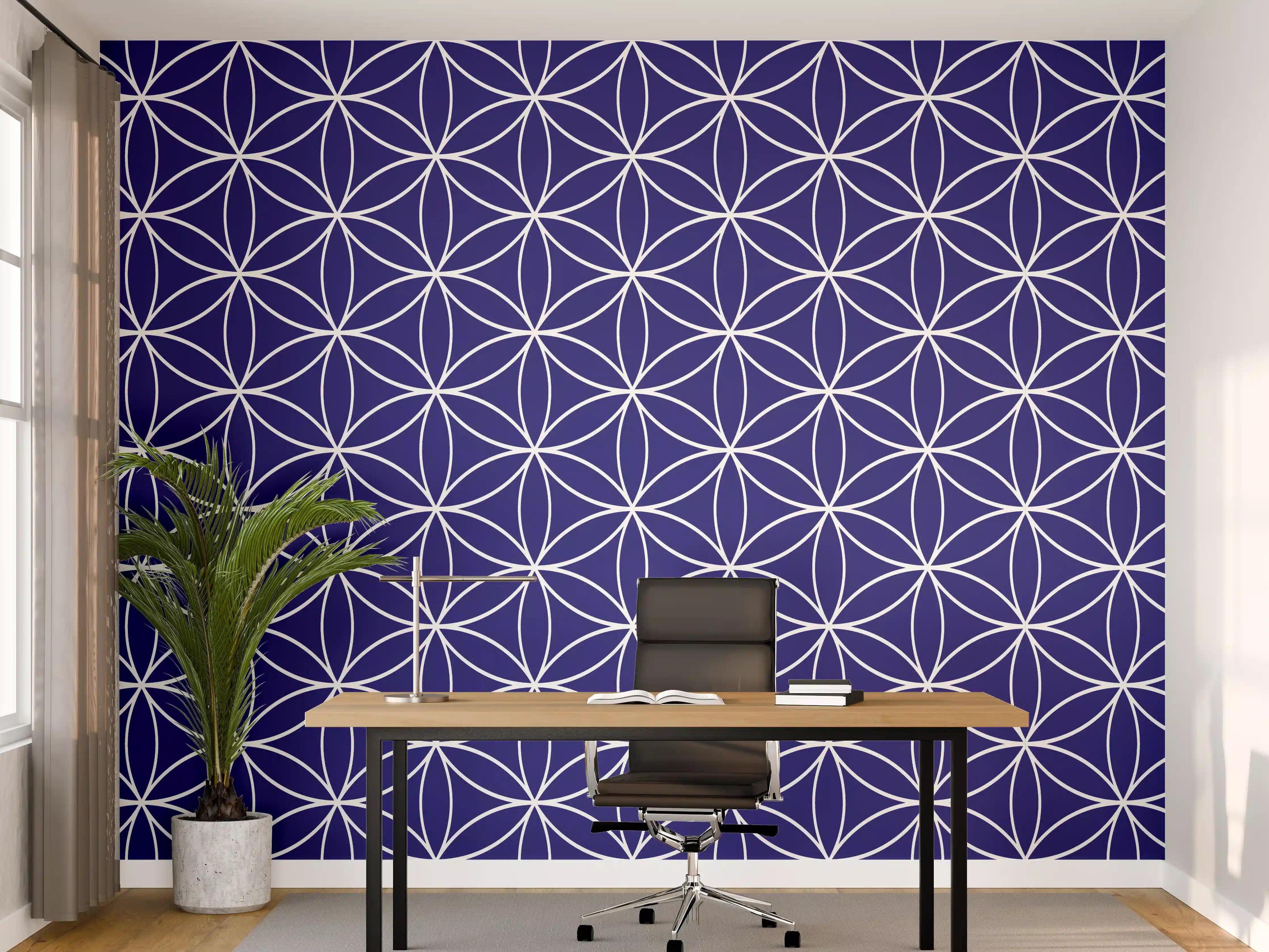Büro Wandgestaltung - Geometrische Blautöne